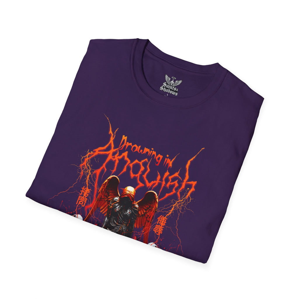 Saints and Shadows -Drowning In Anguish, Angelic Artwork Unisex Softstyle T-Shirt, Casual Wear