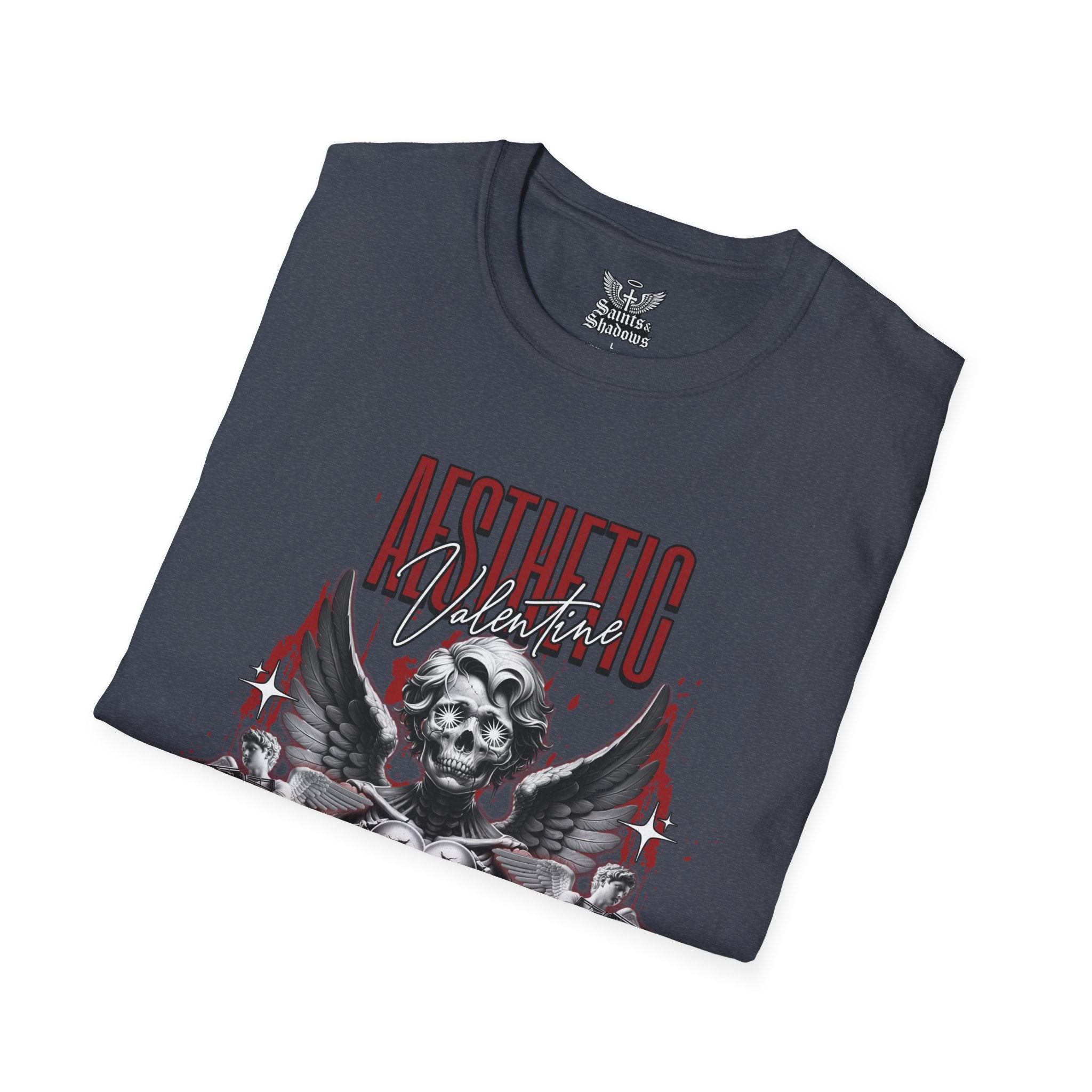 Saints and Shadows - Aesthetic Valentine, Angelic Artwork Unisex Softstyle T-Shirt, Casual Wear