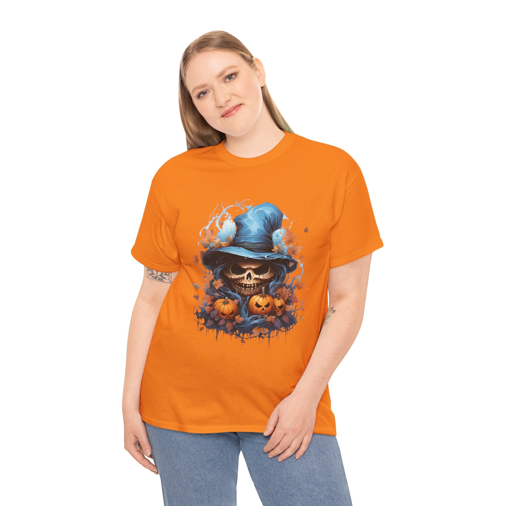 Skull Witch Unhappy Halloween Tee - Halloween Shirt, Spooky Tee, Pumpkin Shirt, Fall Apparel, Costume Top