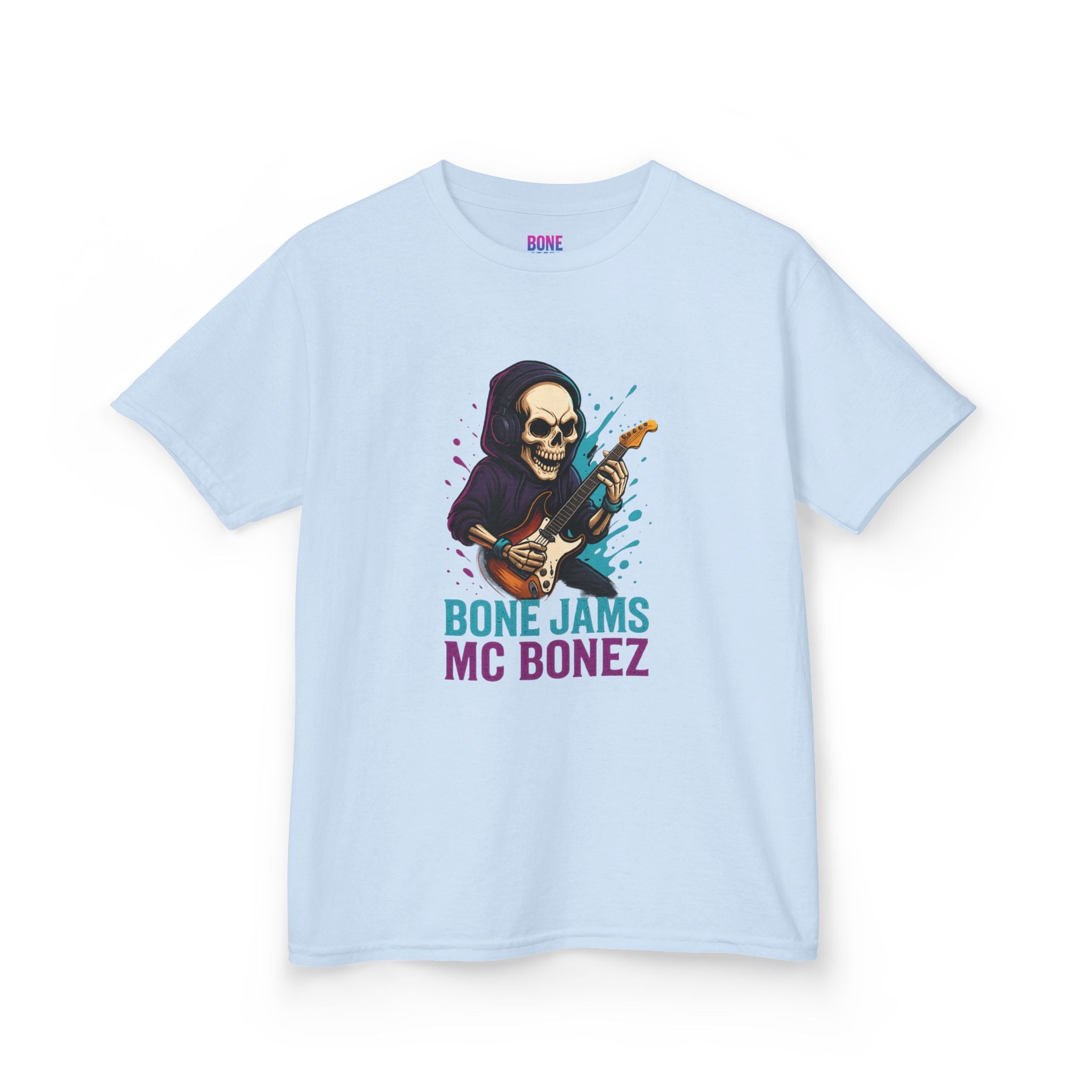 Bone Jams MC Bonez, Kids Tee | Guitar Edition | Cool Graphic Tee, Music Fan Shirt, Unique Gift for Young Musicians