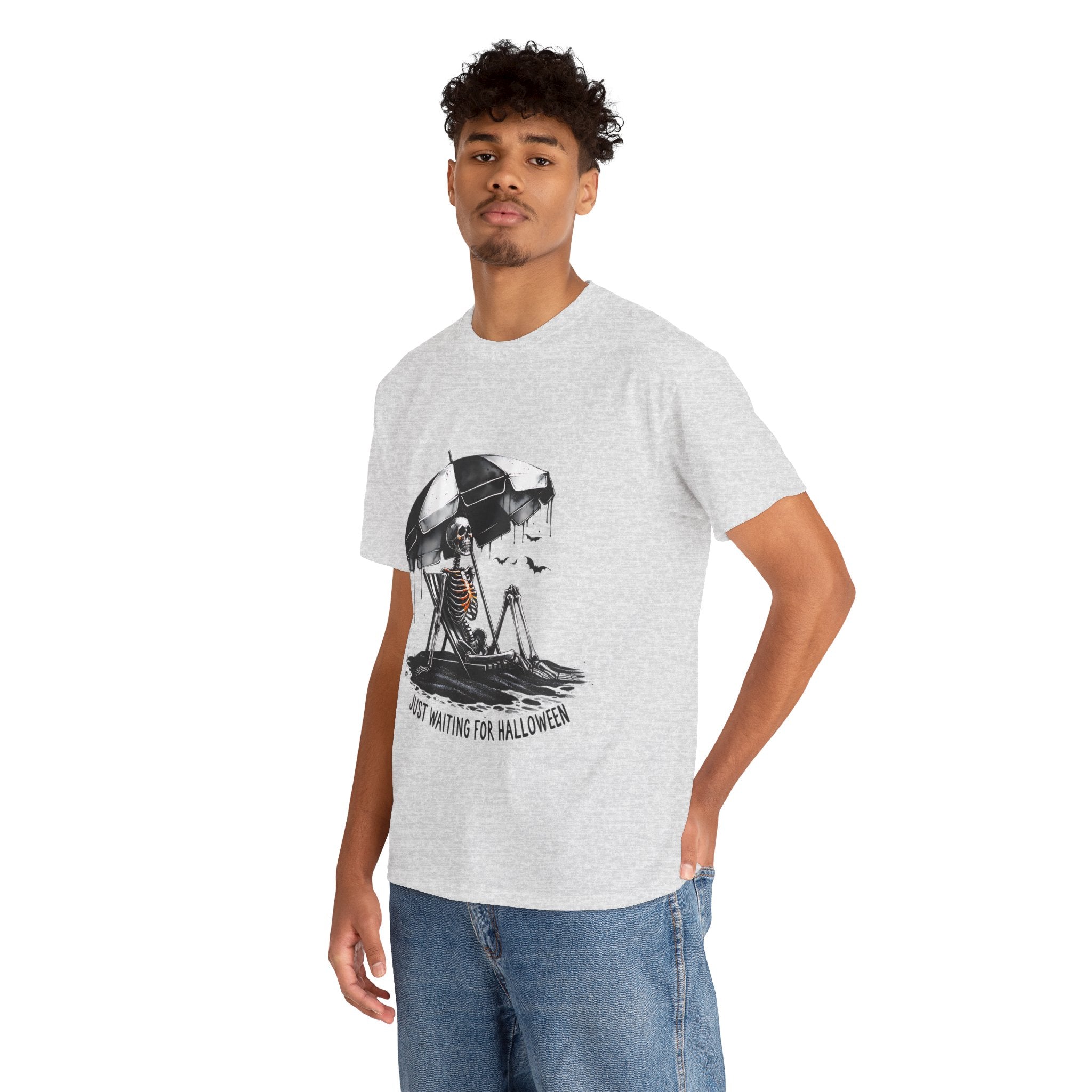 Just Waiting for Halloween, Heavy, Unisex Graphic Shirt, Birthday Gift, Casual Wear, Vintage Style, Floral Design T-shirt