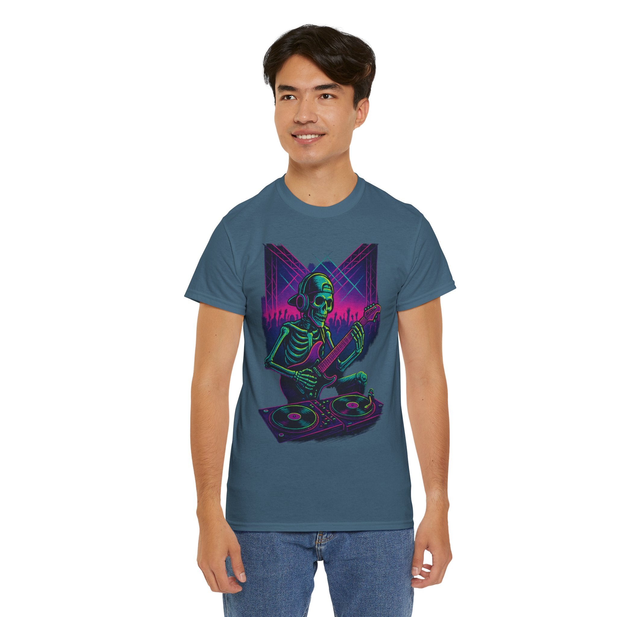 Bone Jams Rockin’ Skeleton, Tee | Loud Enough to Wake the Dead | Unisex Cotton Shirt for Music Lovers, Concerts, Halloween, Gifts