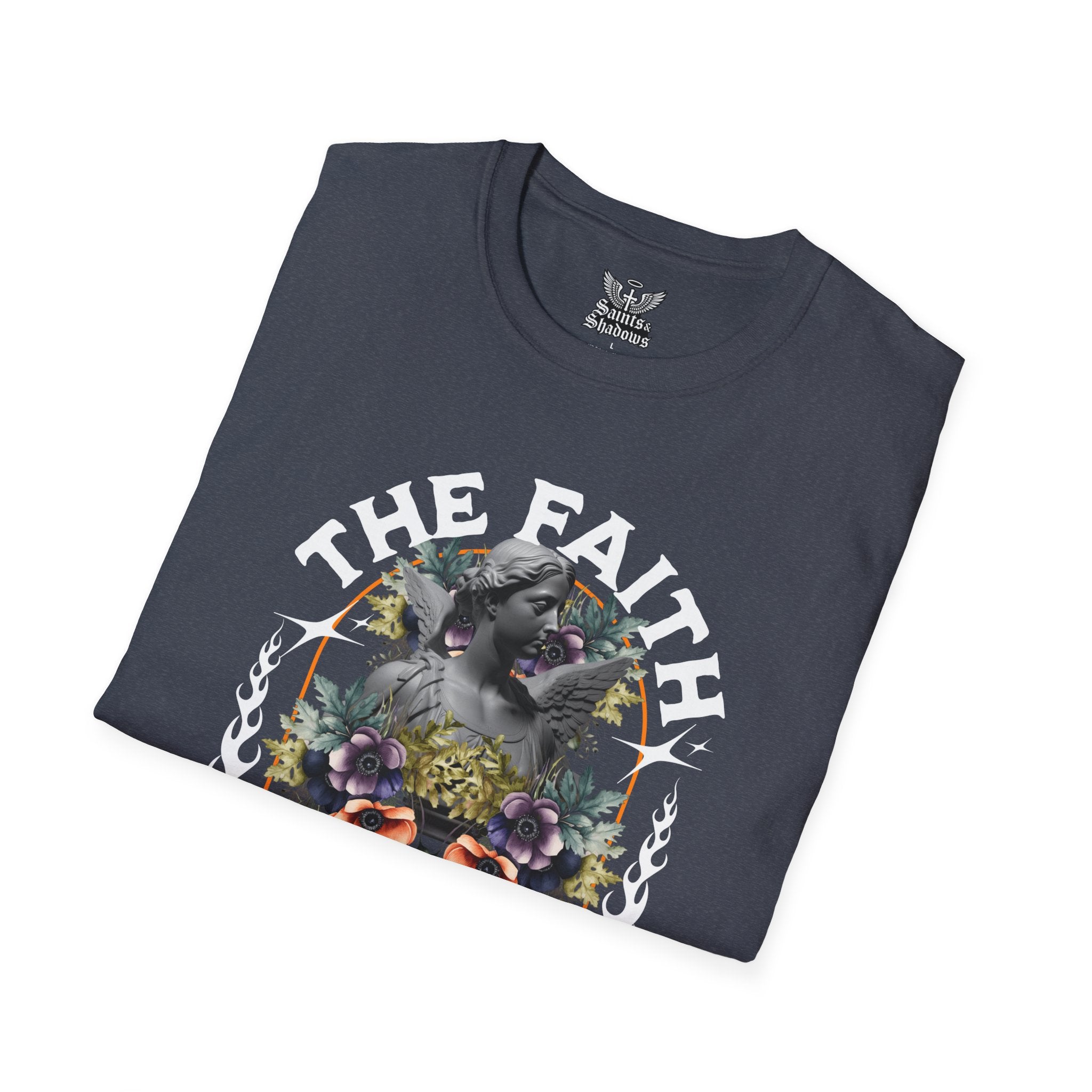 Saints and Shadows - The Faith Never Fail, Angelic Artwork Unisex Softstyle T-Shirt, Casual Wear