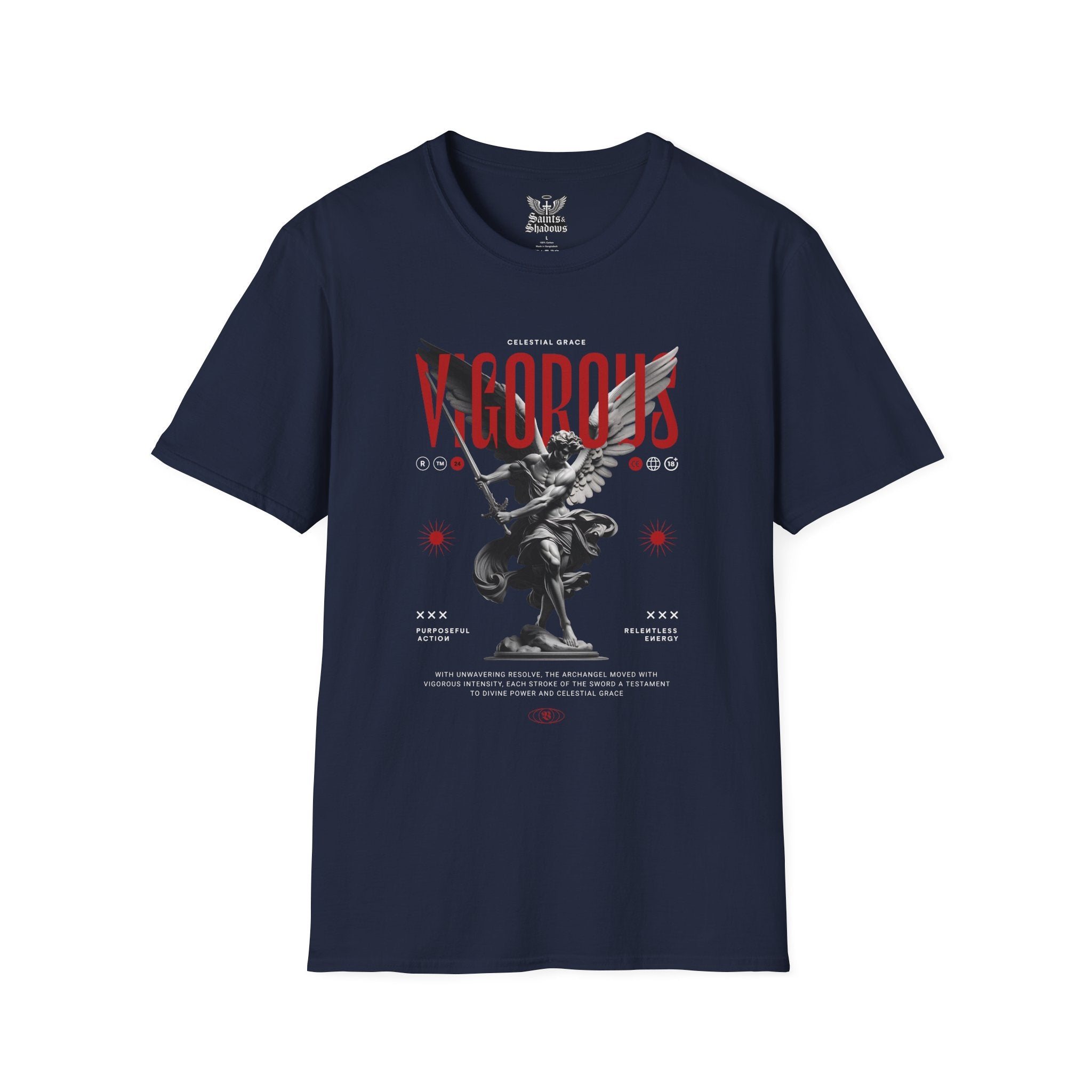 Saints and Shadows - Vigorous, Angelic Artwork Unisex Softstyle T-Shirt, Casual Wear