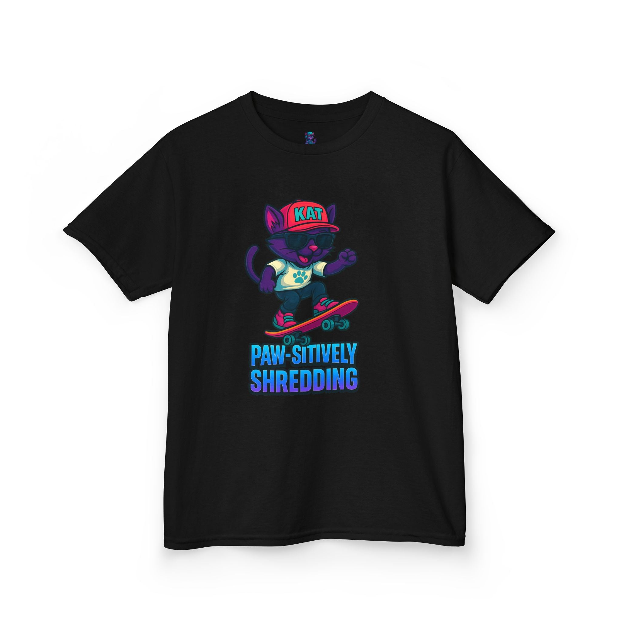 DJ KAT PAWS - Fun Skater Cat Design, Youth Summer T-Shirt, Cool Kids Apparel, Birthday Gift, Trendy Casual Wear