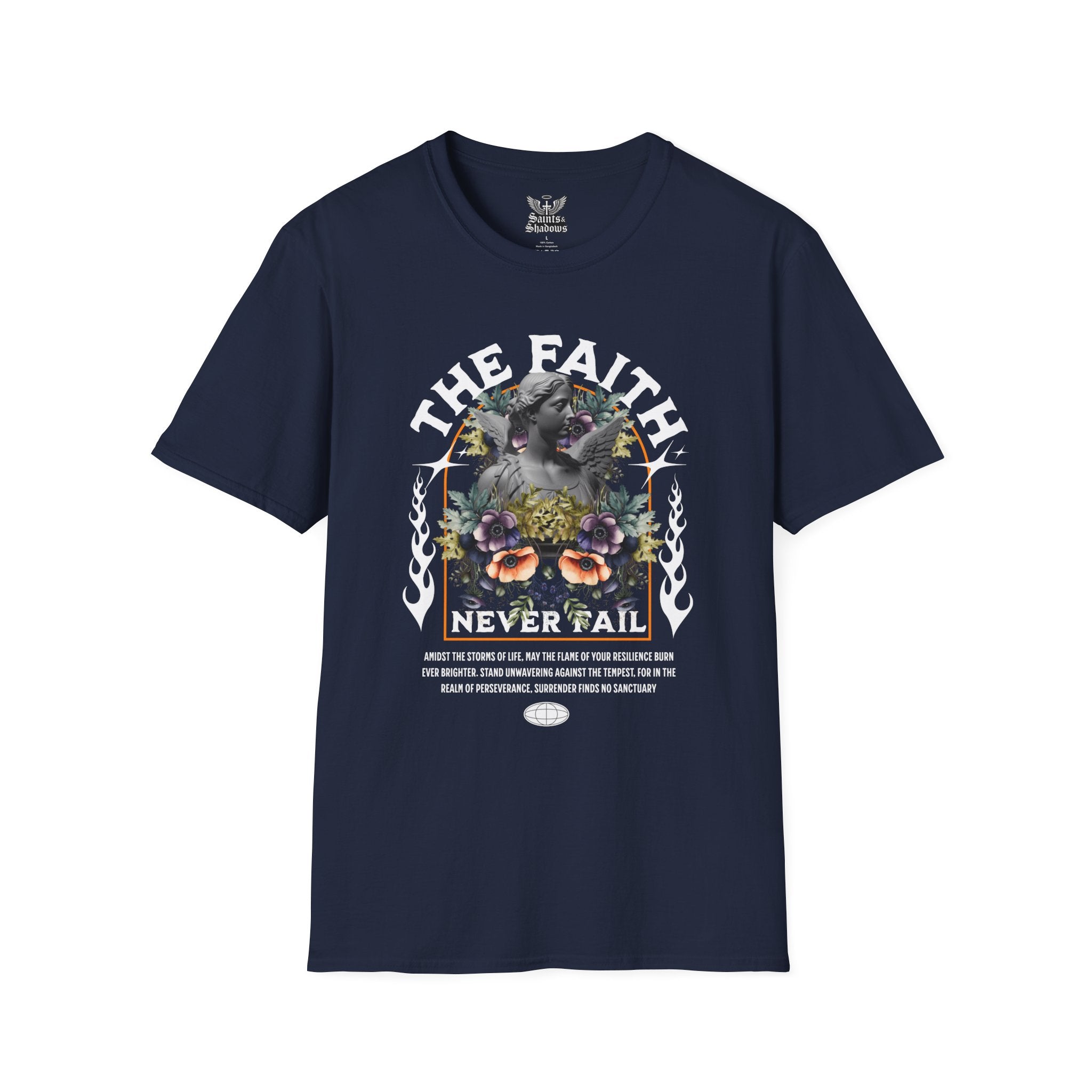 Saints and Shadows - The Faith Never Fail, Angelic Artwork Unisex Softstyle T-Shirt, Casual Wear