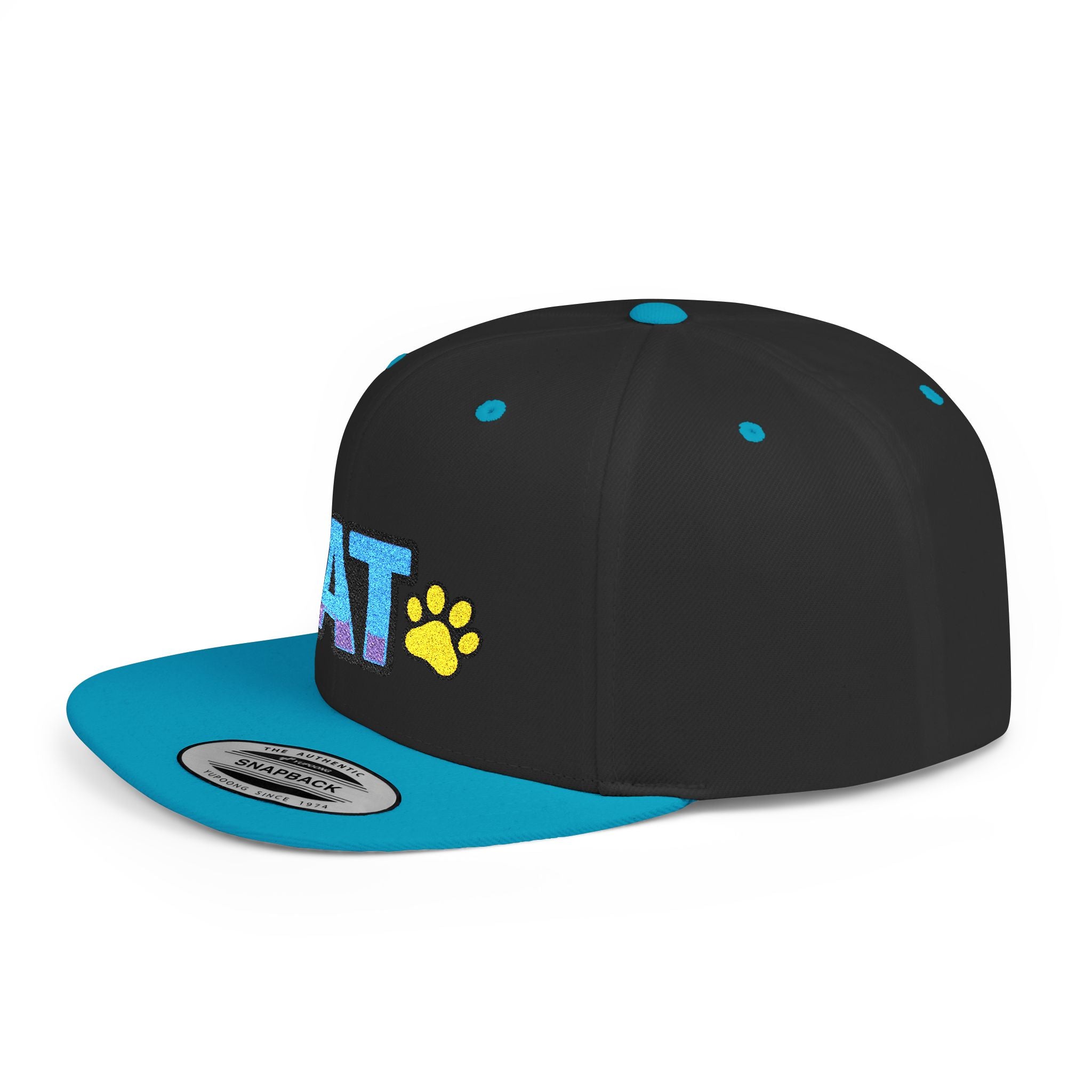 DJ Kat Paws Flat Bill Snapback Hat, Paw Print Cap for Music Lovers and Trendsetters