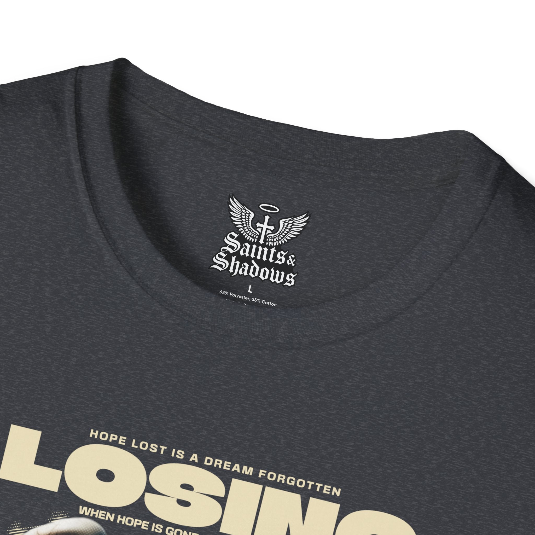 Saints and Shadows - Losing Hope, Angelic Artwork Unisex Softstyle T-Shirt, Casual Wear