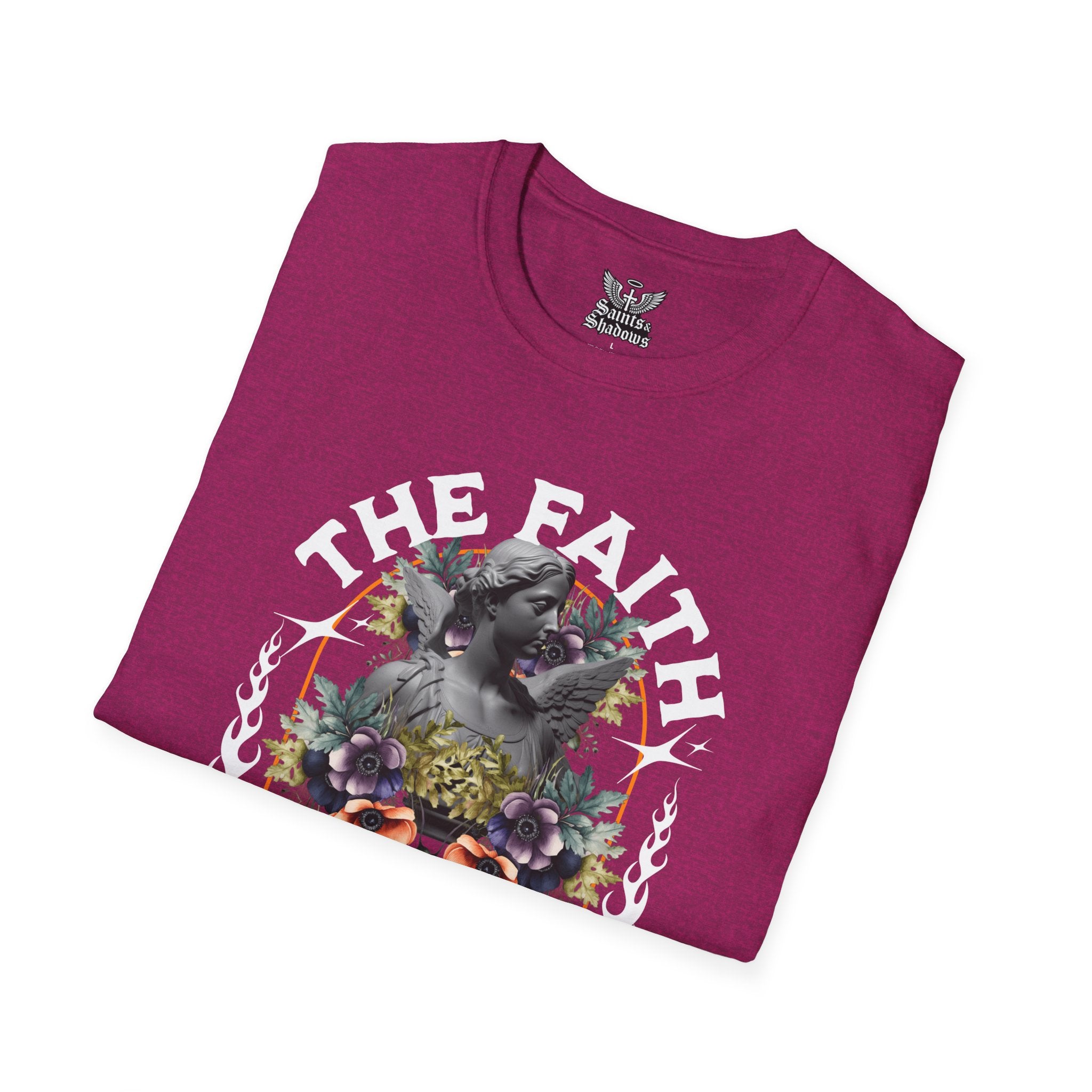 Saints and Shadows - The Faith Never Fail, Angelic Artwork Unisex Softstyle T-Shirt, Casual Wear