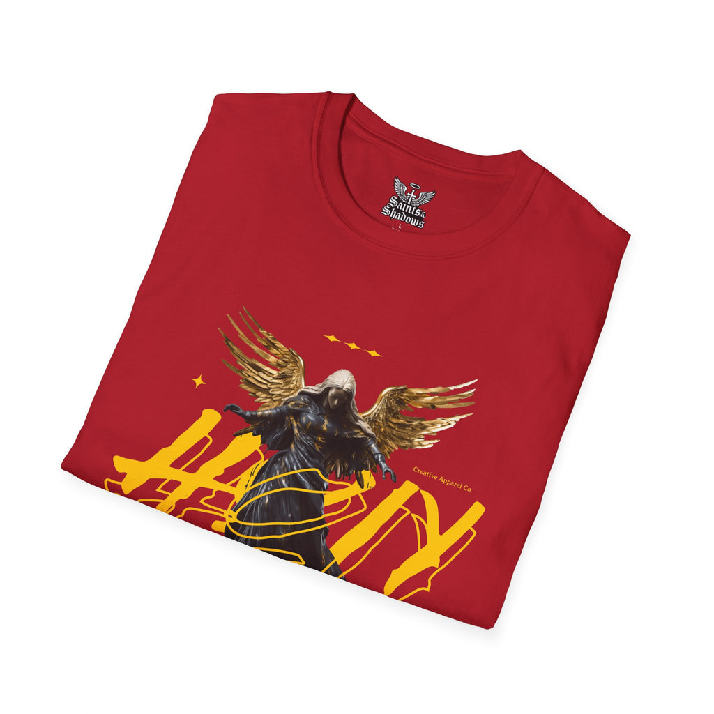Saints and Shadows - Holy Wings, Angelic Artwork Unisex Softstyle T-Shirt, Casual Wear