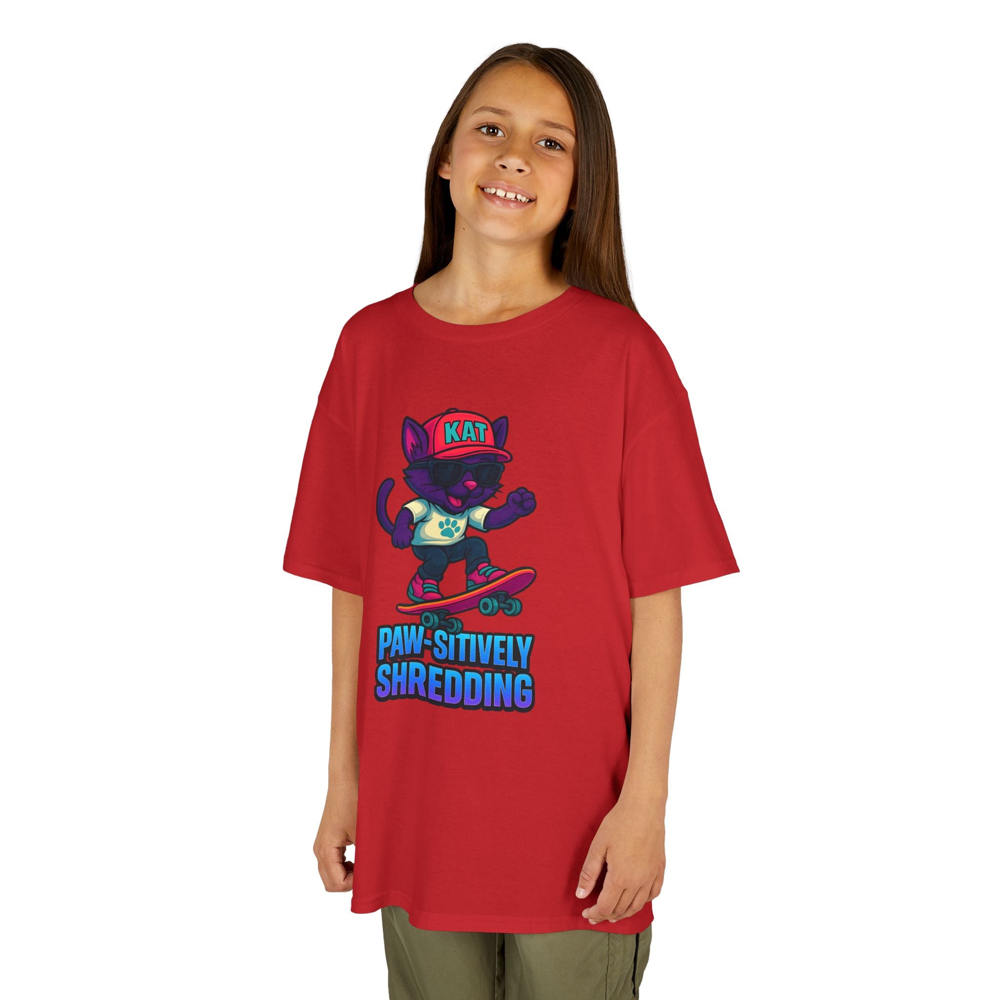 DJ KAT PAWS - Fun Skater Cat Design, Youth Summer T-Shirt, Cool Kids Apparel, Birthday Gift, Trendy Casual Wear