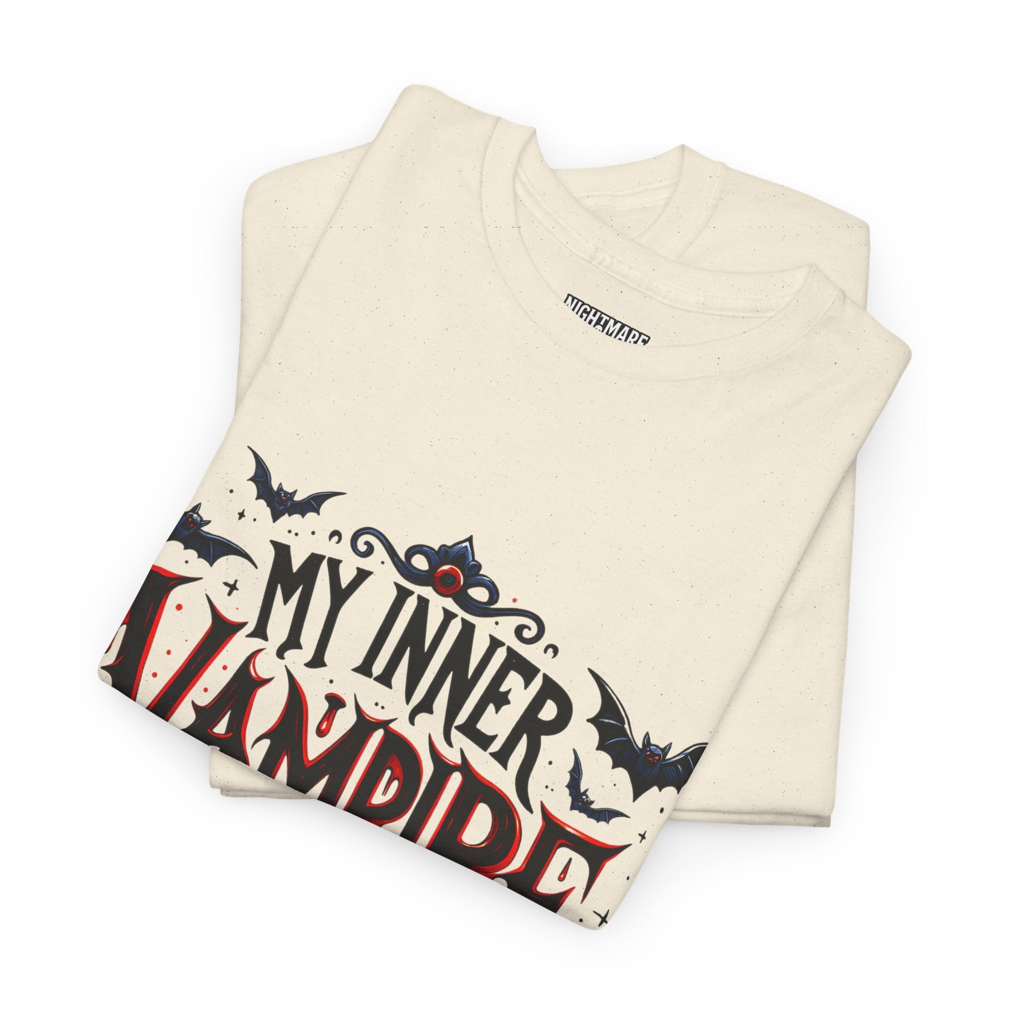 My Inner Vampire Hates Mornings, Tee - Unisex Heavy Cotton Shirt for Halloween, Gifts, Casual Wear, Funny T-Shirt, Vampire Lover Apparel