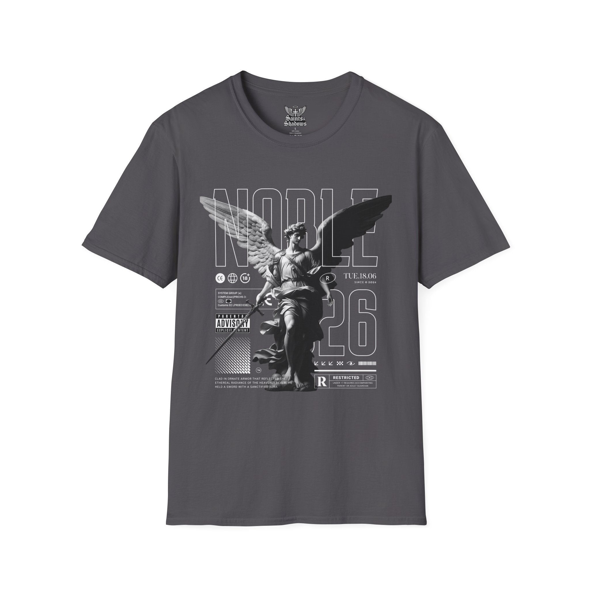 Saints and Shadows - Noble, Angelic Artwork Unisex Softstyle T-Shirt, Casual Wear