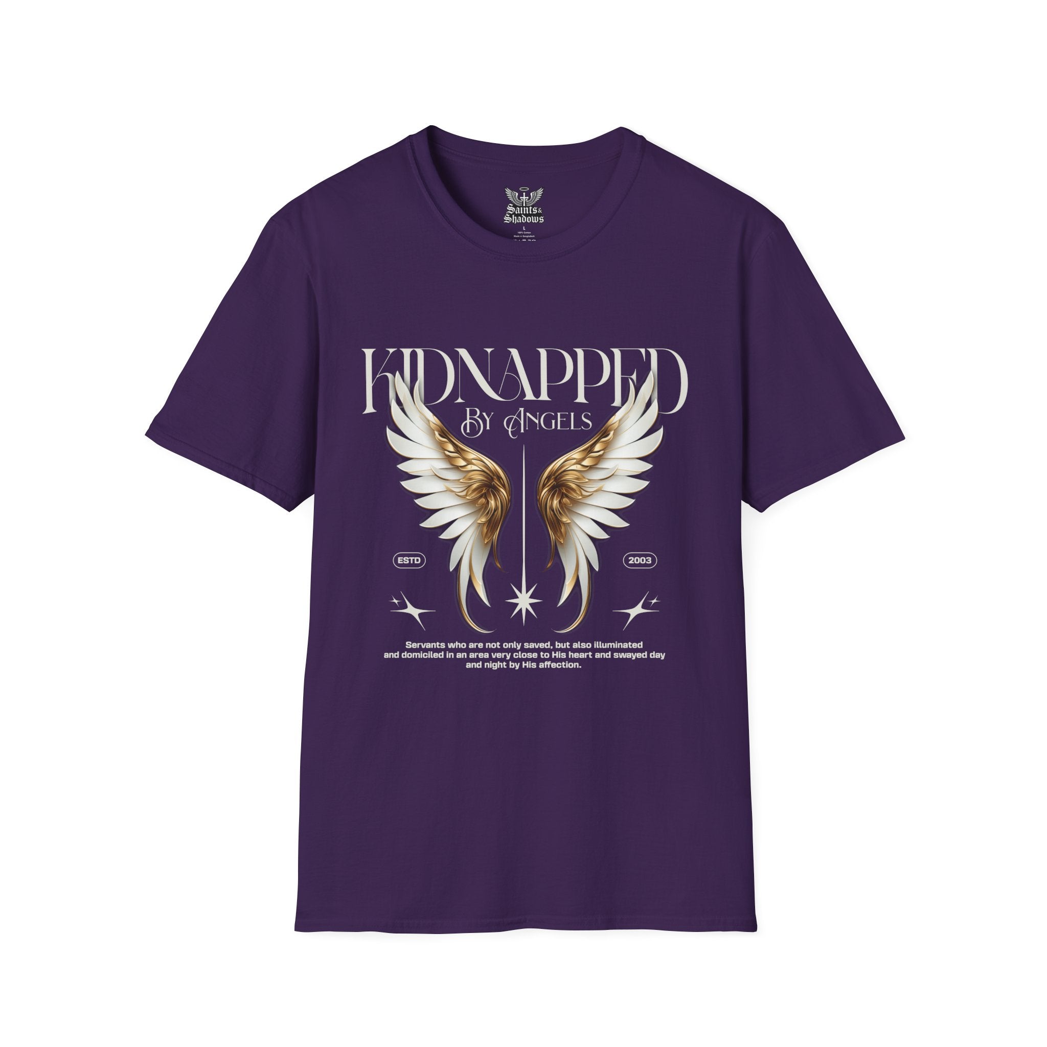 Saints and Shadows - Kidnapped, Angelic Artwork Unisex Softstyle T-Shirt, Casual Wear