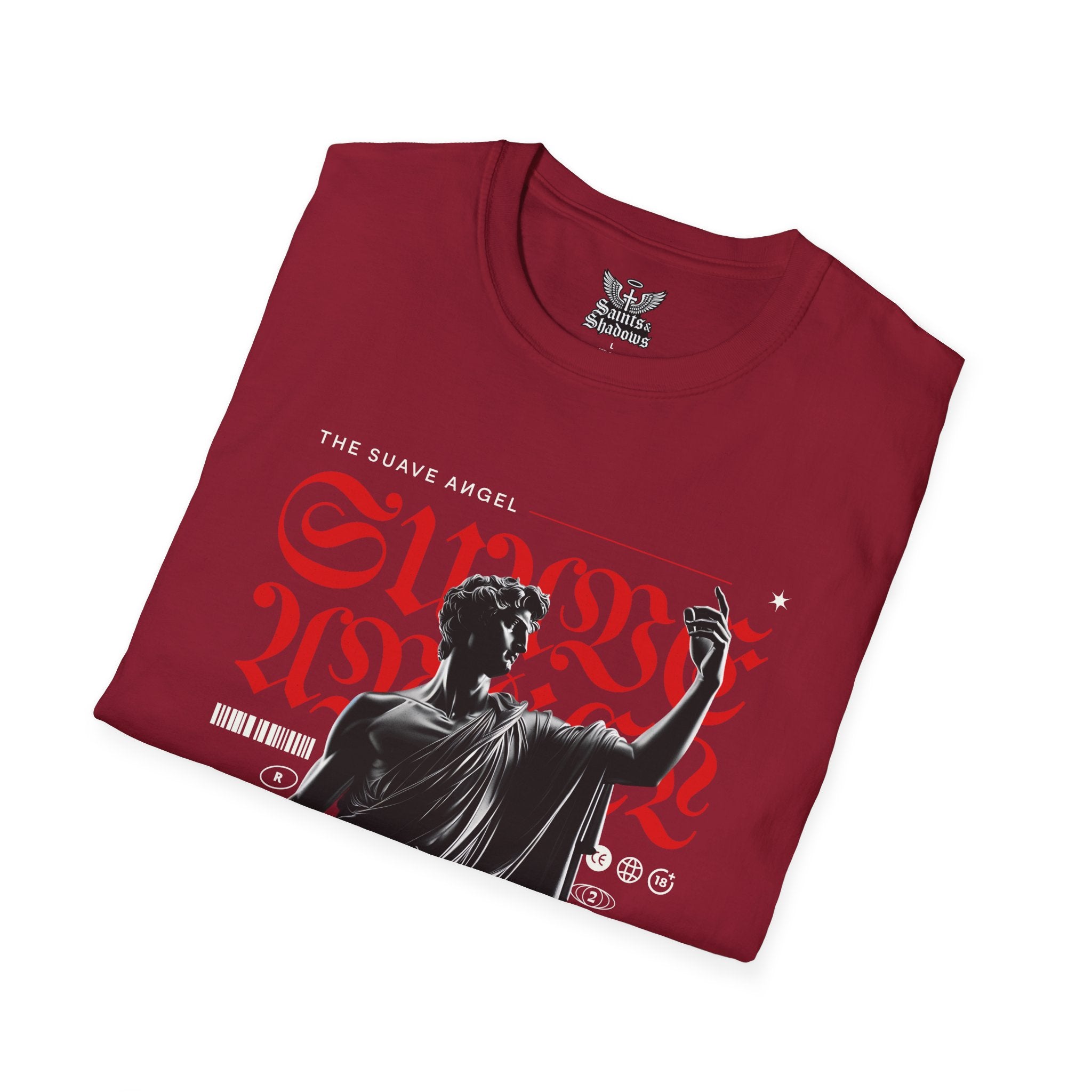 Saints and Shadows - The Suave Angel, Angelic Artwork Unisex Softstyle T-Shirt, Casual Wear