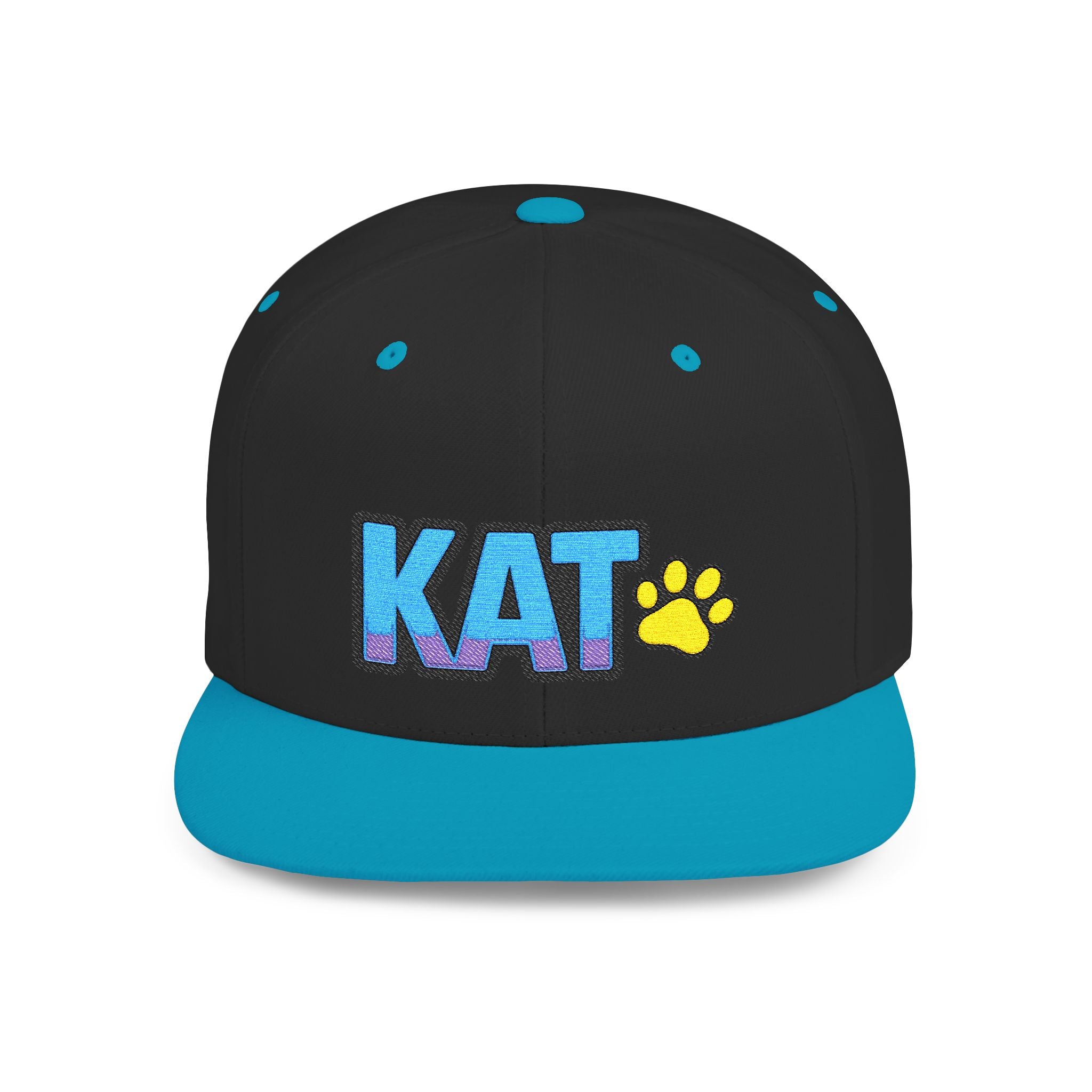 DJ Kat Paws Flat Bill Snapback Hat, Paw Print Cap for Music Lovers and Trendsetters