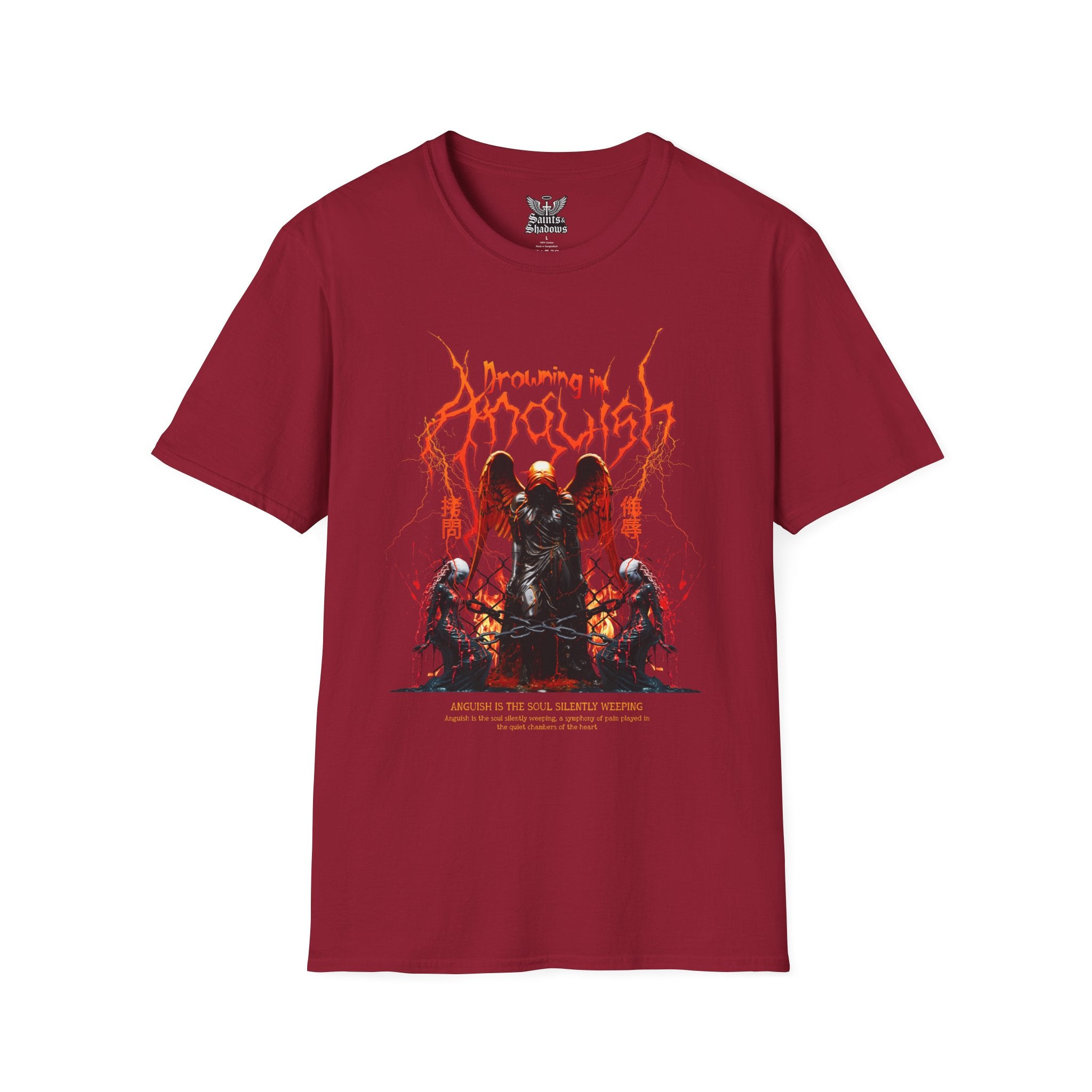 Saints and Shadows -Drowning In Anguish, Angelic Artwork Unisex Softstyle T-Shirt, Casual Wear