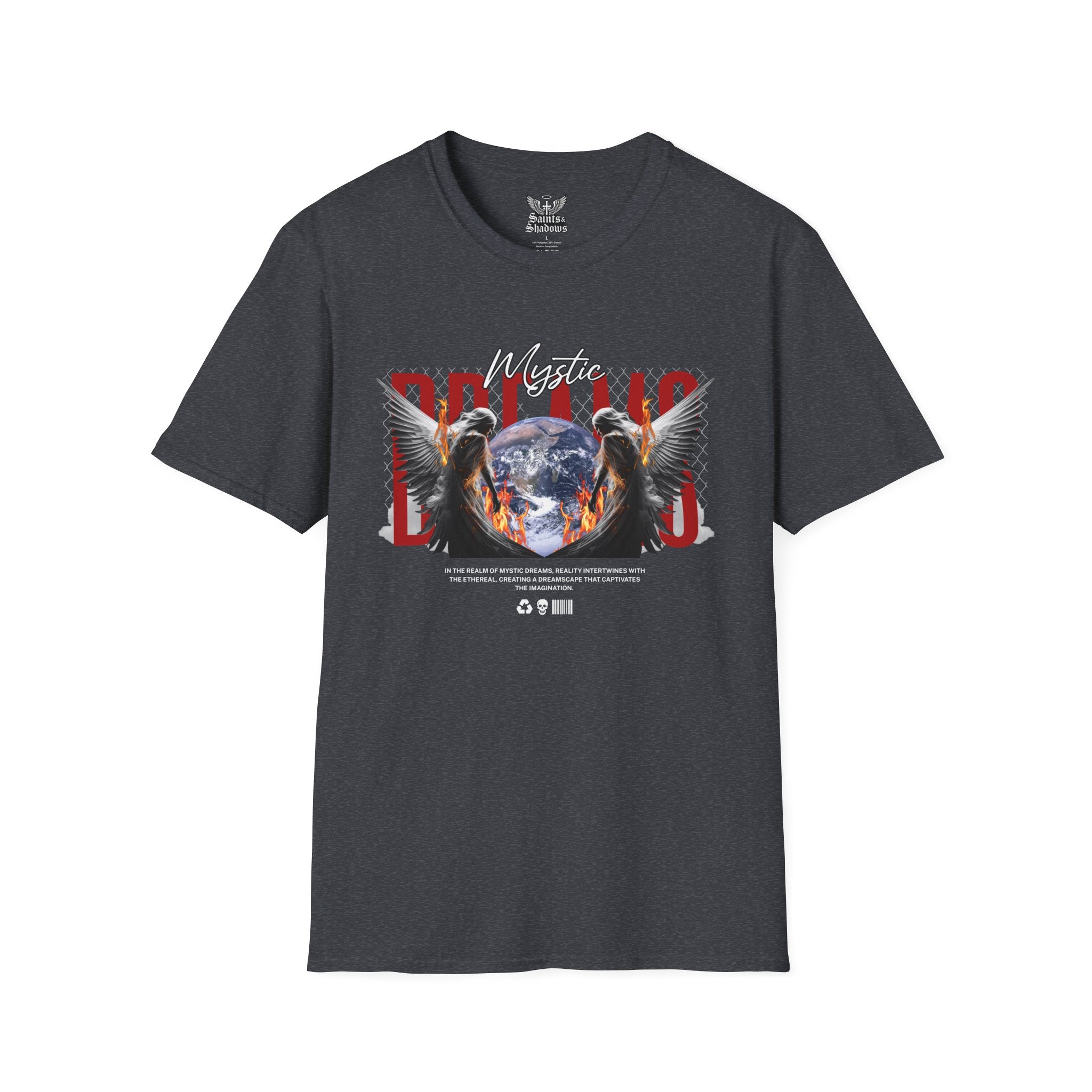 Saints and Shadows - Mystic Wings, Angelic Artwork Unisex Softstyle T-Shirt, Casual Wear