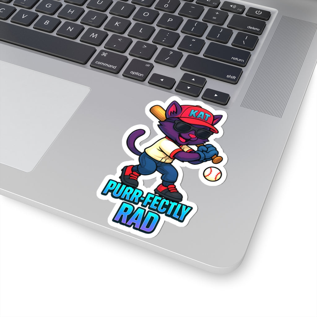 DJ KAT PAWS – Purr-fectly Rad | Cat-Themed Kiss-Cut Stickers, Laptop Decals for Cat Lovers, Fun Gift for Baseball Fans & Wall Decor