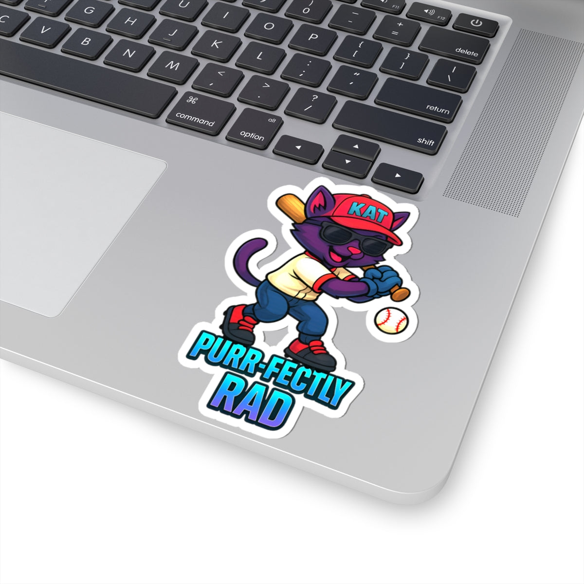 DJ KAT PAWS – Purr-fectly Rad | Cat-Themed Kiss-Cut Stickers, Laptop Decals for Cat Lovers, Fun Gift for Baseball Fans & Wall Decor