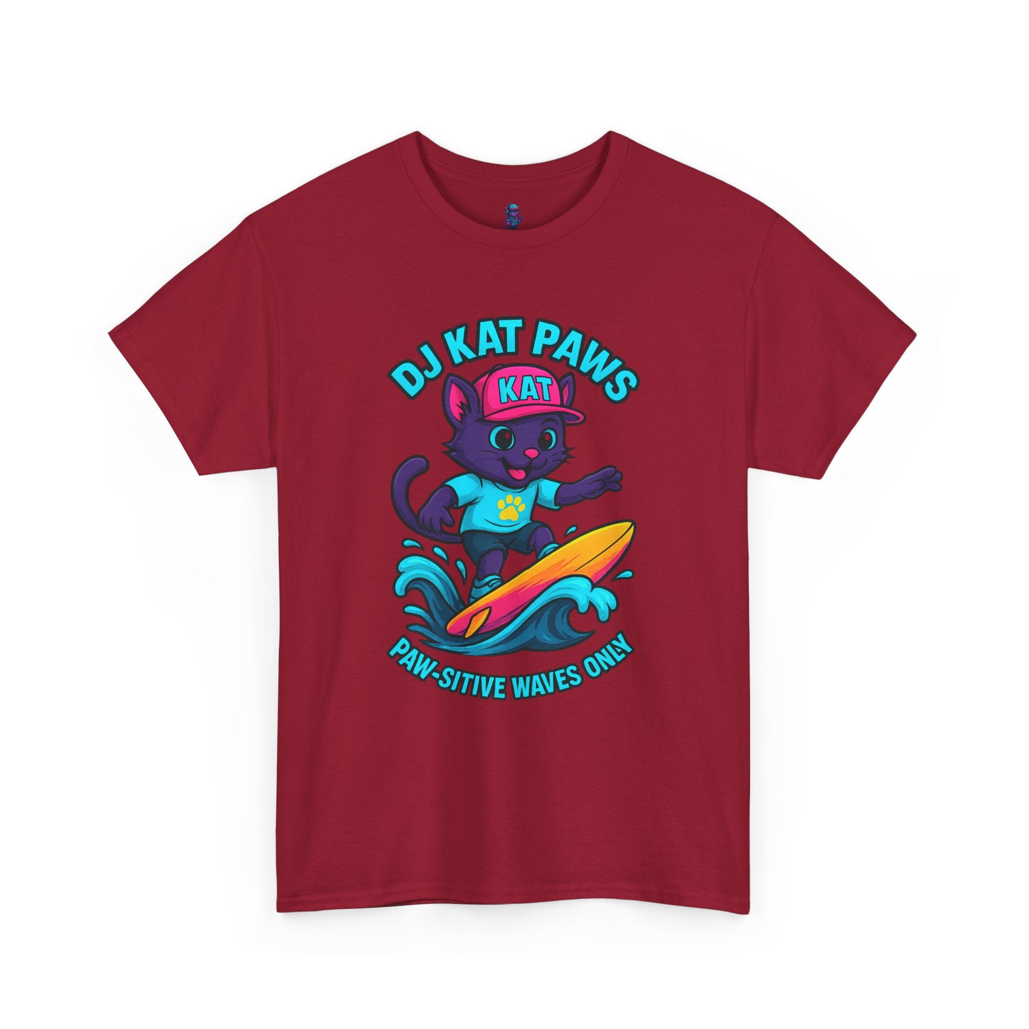 DJ KAT PAWS Paw-sitive Waves Only Surfing Tee