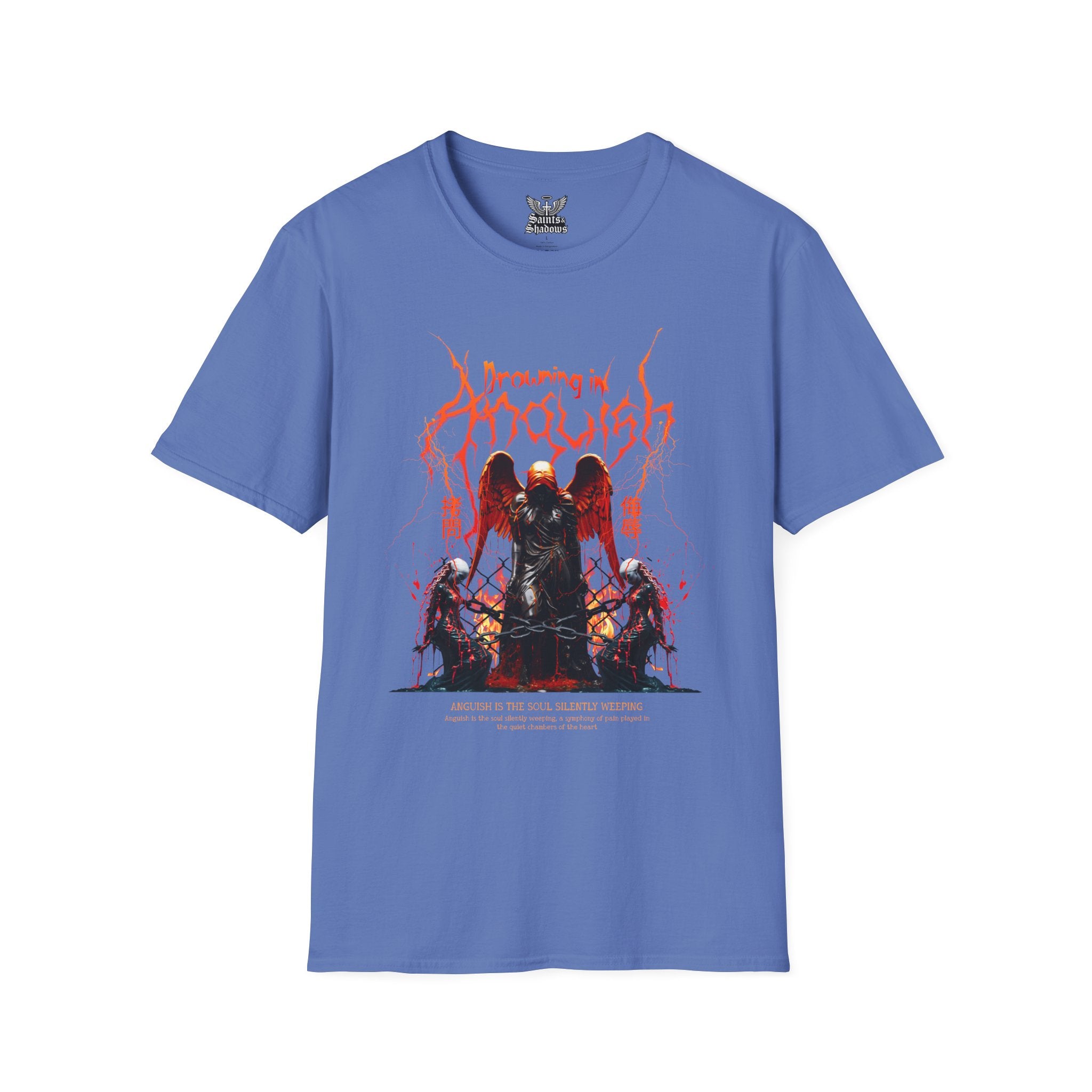 Saints and Shadows -Drowning In Anguish, Angelic Artwork Unisex Softstyle T-Shirt, Casual Wear