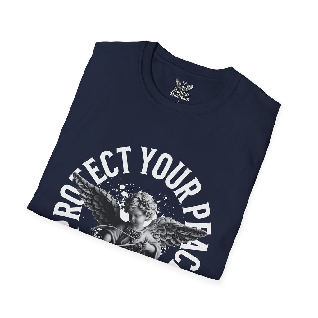Saints and Shadows - Protect Your Peace, Angelic Artwork Unisex Softstyle T-Shirt, Casual Wear