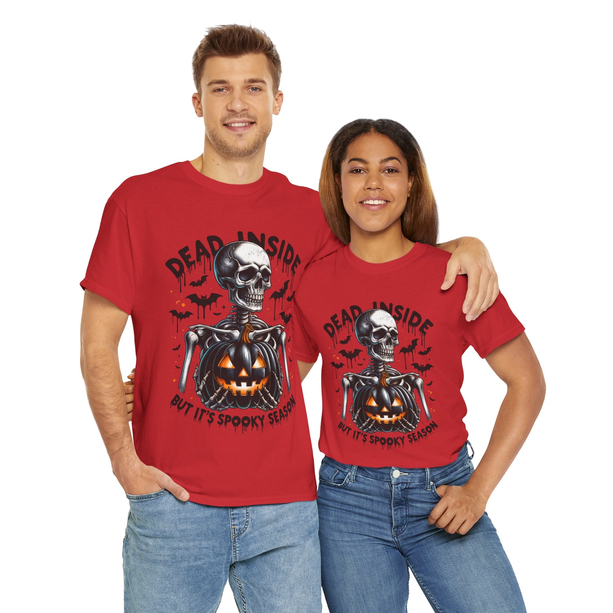 Dead Inside, Spooky Season Tee, Unisex Heavy Cotton T-Shirt, Halloween Shirt, Fun Casual Wear, Graphic Tee, Gift for Halloween Lovers