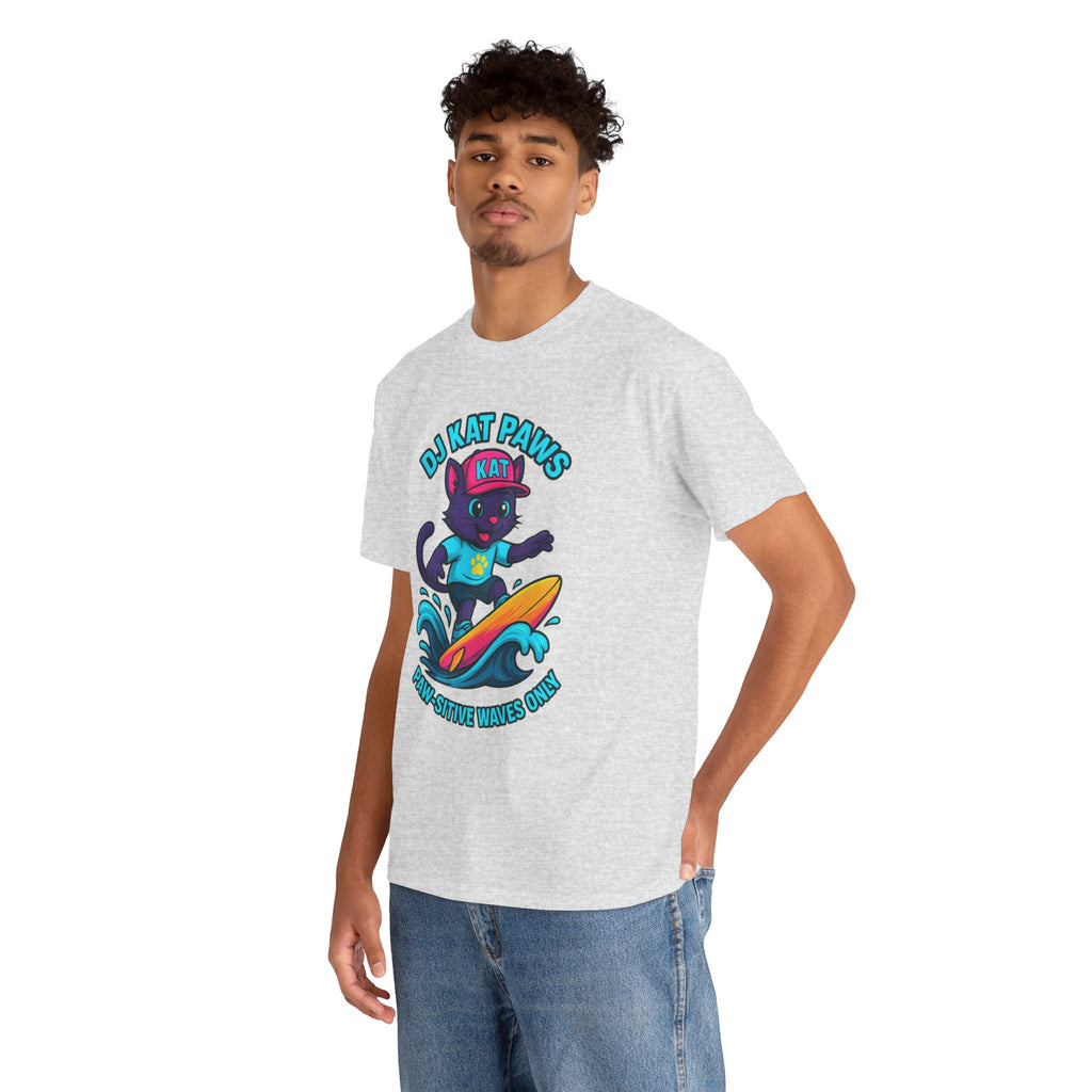 DJ KAT PAWS Paw-sitive Waves Only Surfing Tee