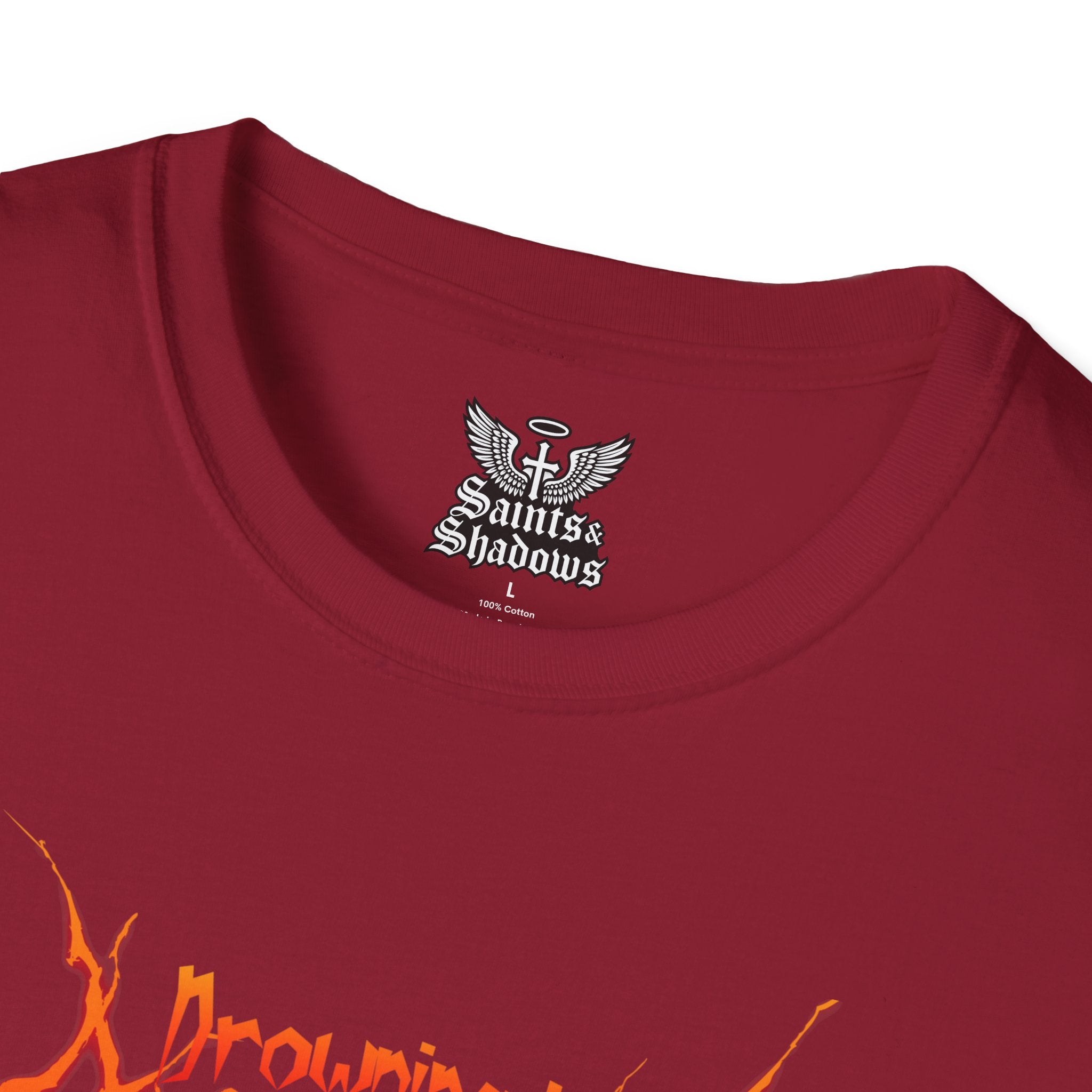 Saints and Shadows -Drowning In Anguish, Angelic Artwork Unisex Softstyle T-Shirt, Casual Wear