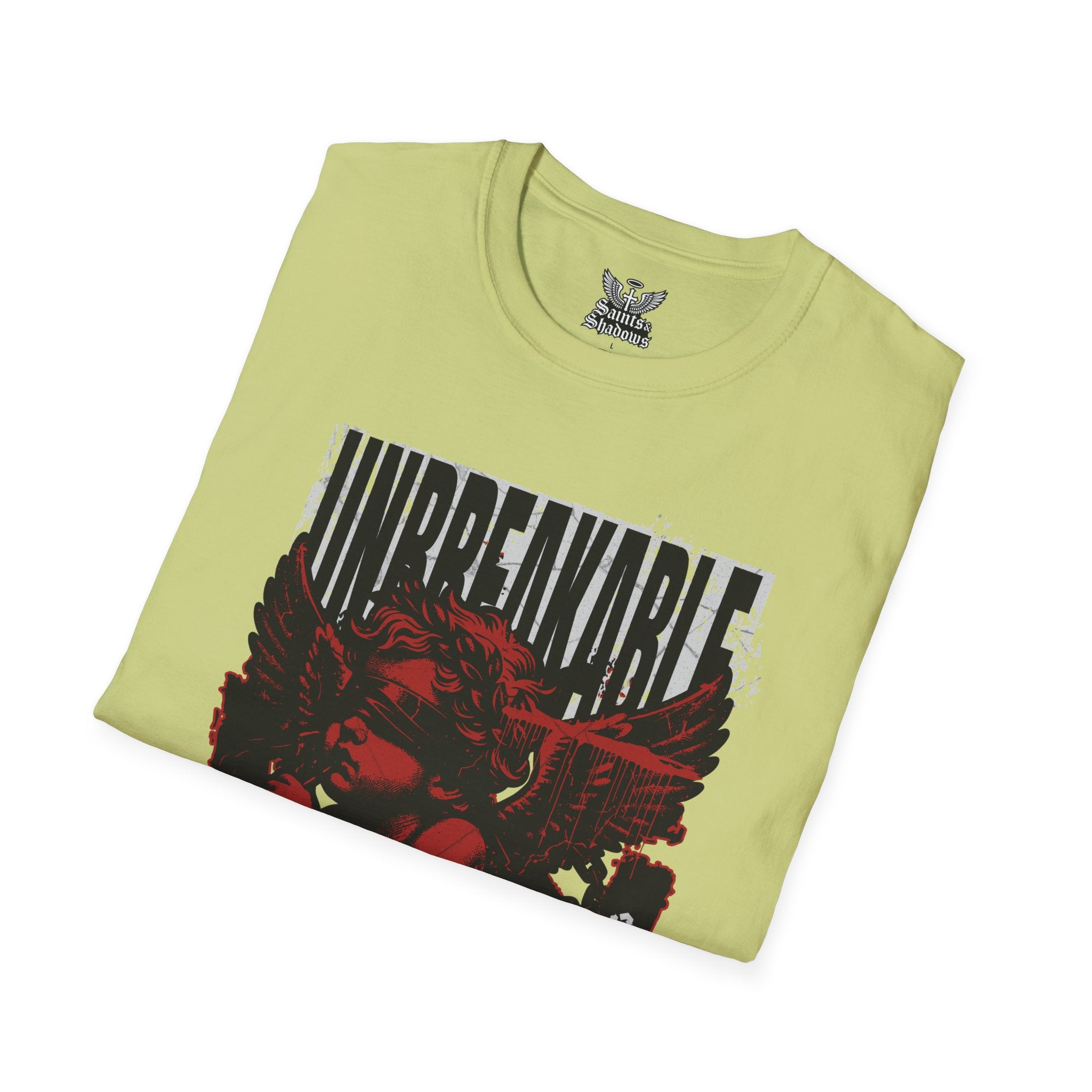 Saints and Shadows - Unbreakabe Strength, Angelic Artwork Unisex Softstyle T-Shirt, Casual Wear