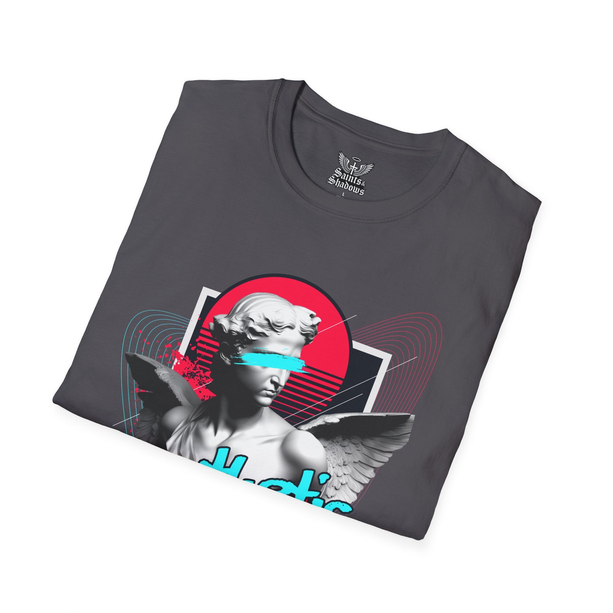 Saints and Shadows - Synthetic Dream, Angelic Artwork Unisex Softstyle T-Shirt, Casual Wear