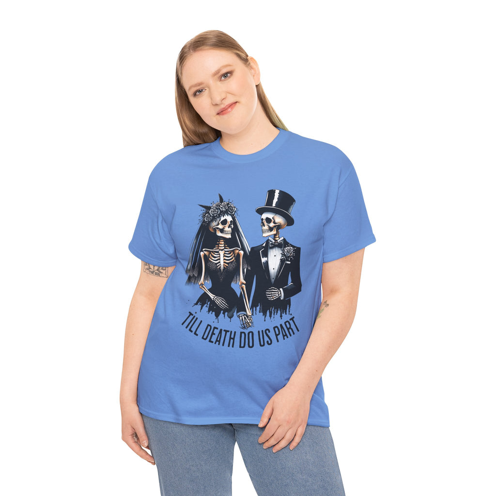 Skeleton Bride and Groom Wedding. Til Death, Tee - Horror Graphic Tee, Unisex Cotton Shirt, Halloween Costume, Horror Movie Gift, Spooky T-Shirt, Horror Fan Apparel