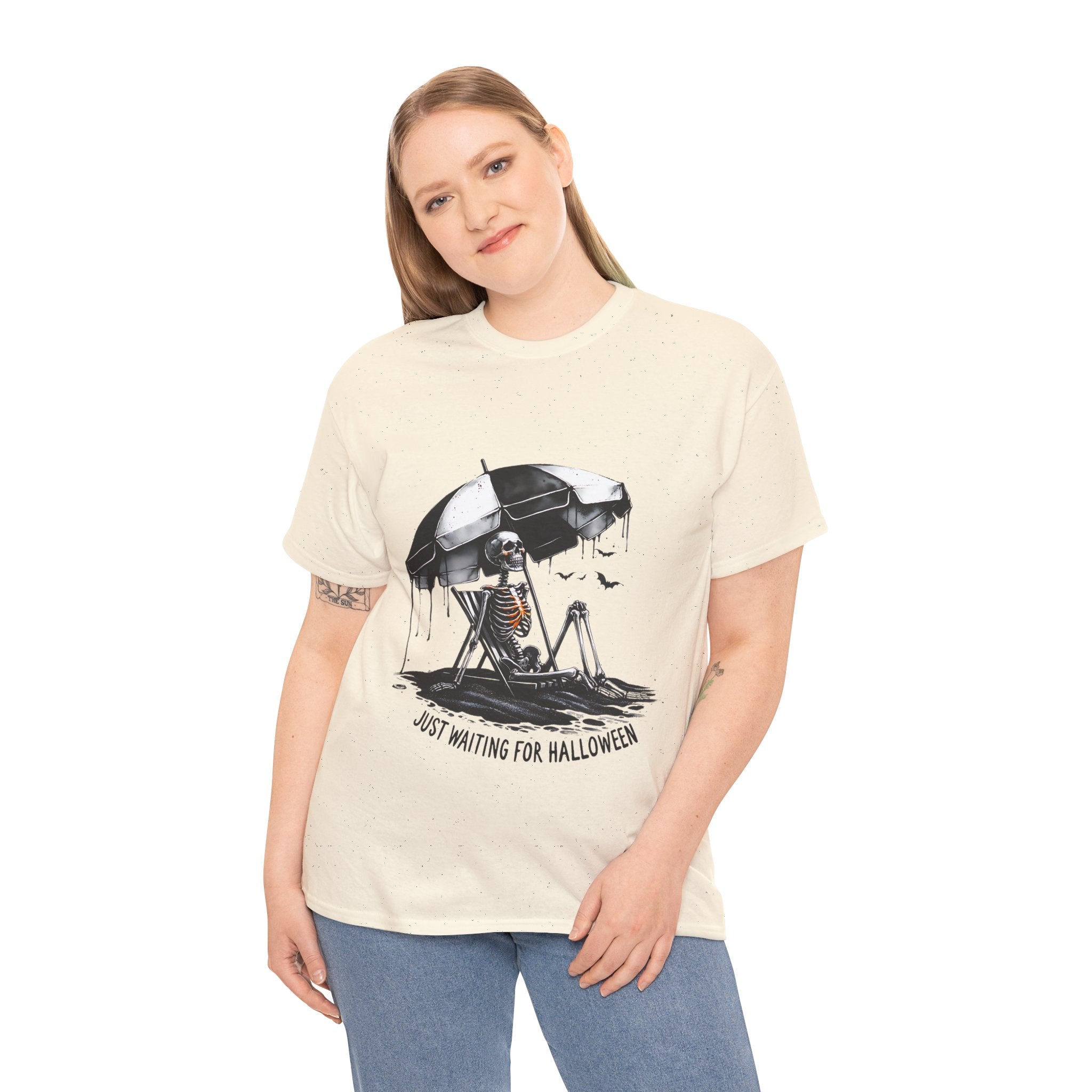 Just Waiting for Halloween, Heavy, Unisex Graphic Shirt, Birthday Gift, Casual Wear, Vintage Style, Floral Design T-shirt