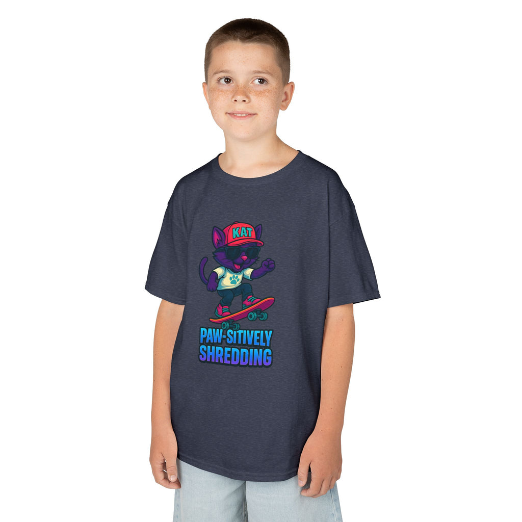 DJ KAT PAWS - Fun Skater Cat Design, Youth Summer T-Shirt, Cool Kids Apparel, Birthday Gift, Trendy Casual Wear