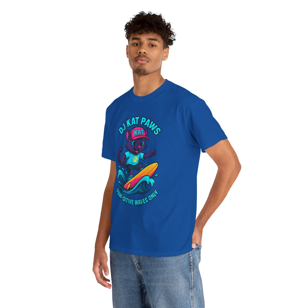 DJ KAT PAWS Paw-sitive Waves Only Surfing Tee