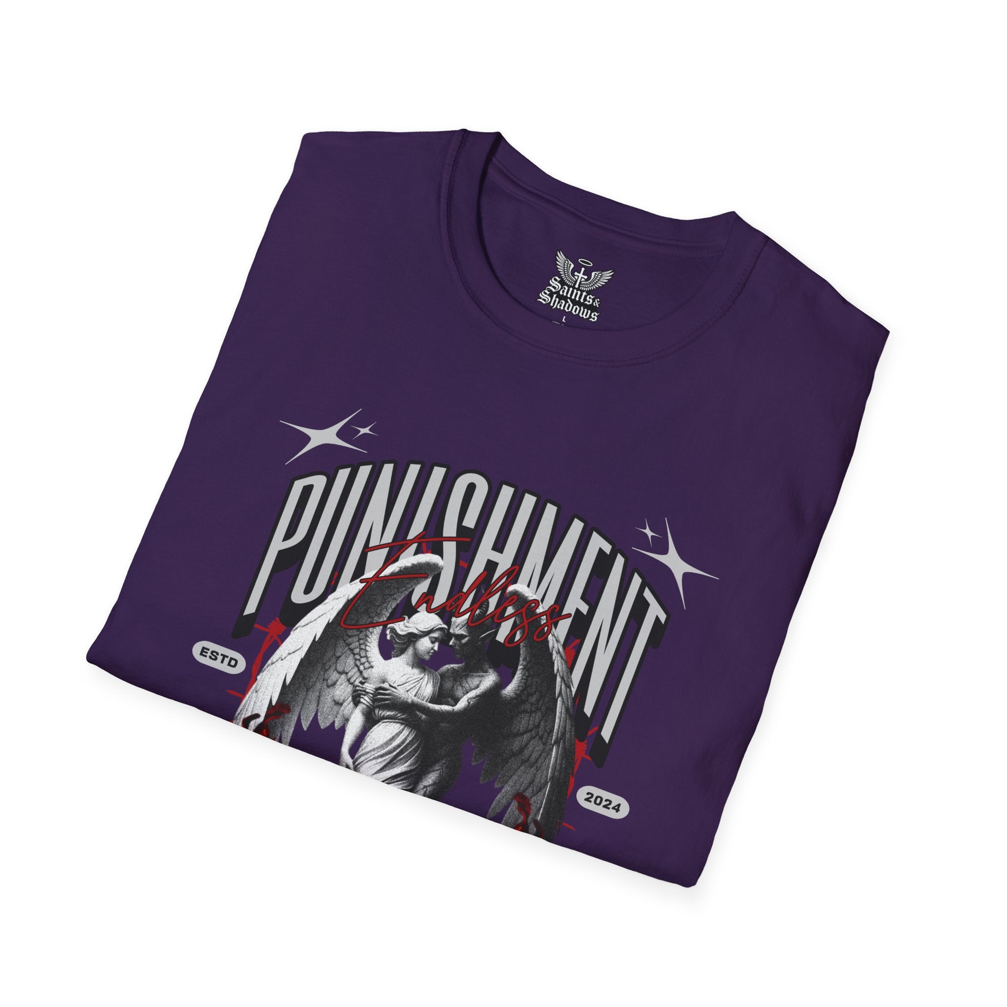 Saints and Shadows - Punishment, Angelic Artwork Unisex Softstyle T-Shirt, Casual Wear