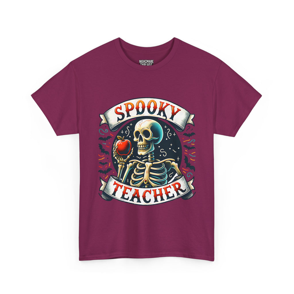 Spooky Teacher Tee, Halloween Shirt, Unisex Cotton T-Shirt, Funny Teacher Gift, Skeleton Design, Fall Apparel