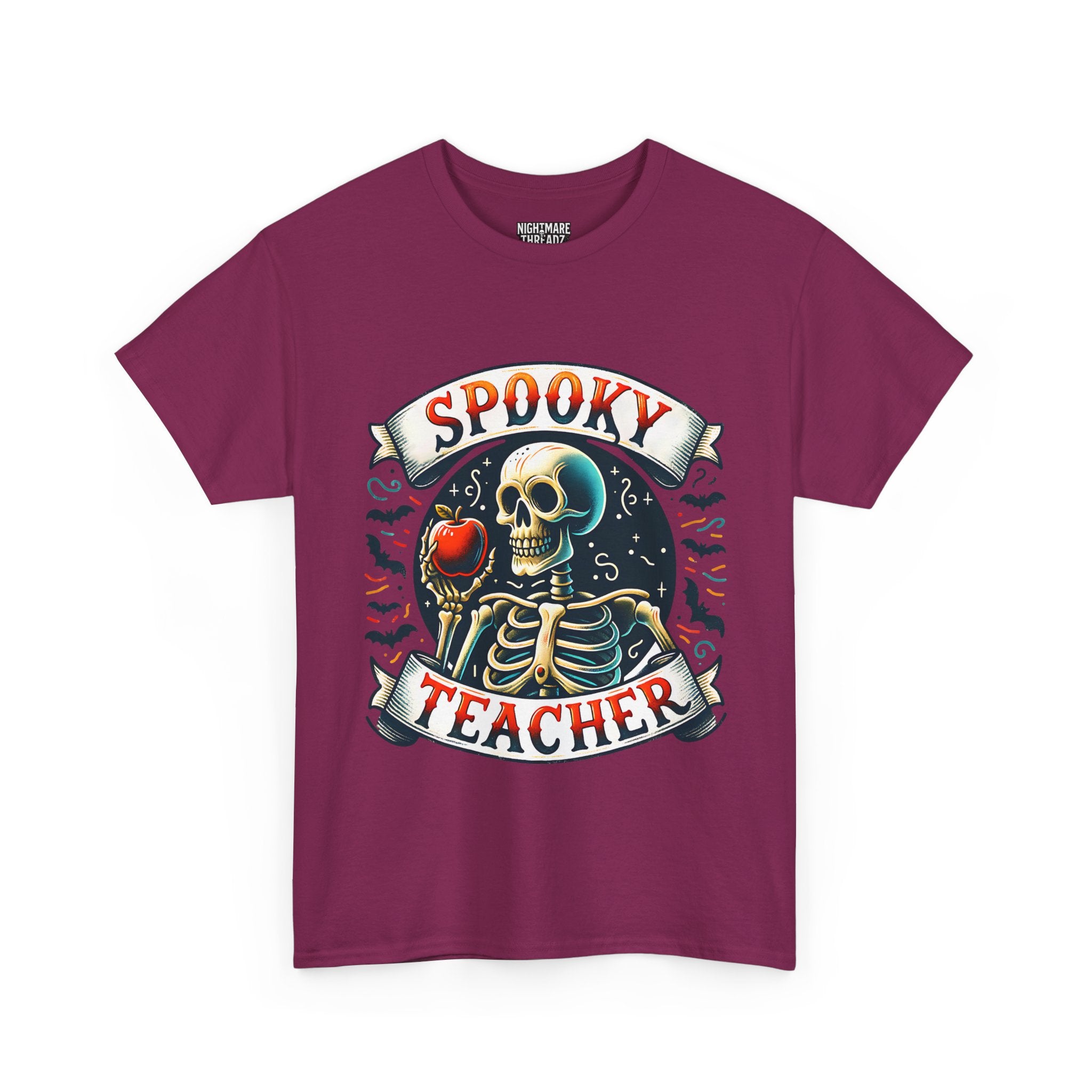 Spooky Teacher Tee, Halloween Shirt, Unisex Cotton T-Shirt, Funny Teacher Gift, Skeleton Design, Fall Apparel