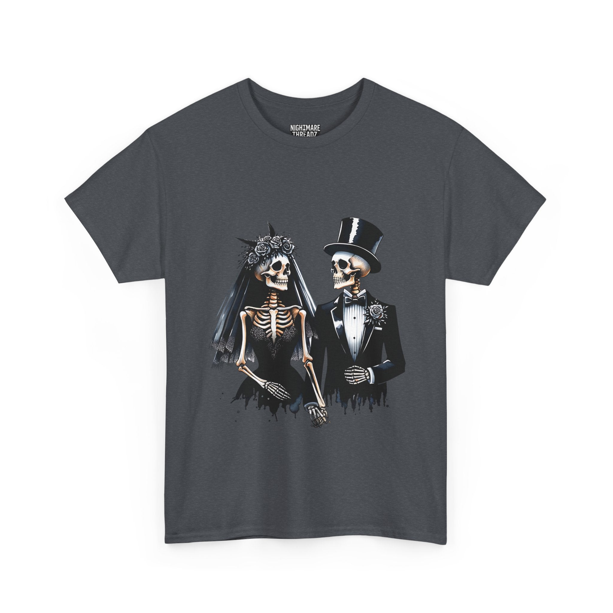 Skeleton Bride and Groom Wedding Tee - Horror Graphic Tee, Unisex Cotton Shirt, Halloween Costume, Horror Movie Gift, Spooky T-Shirt, Horror Fan Apparel
