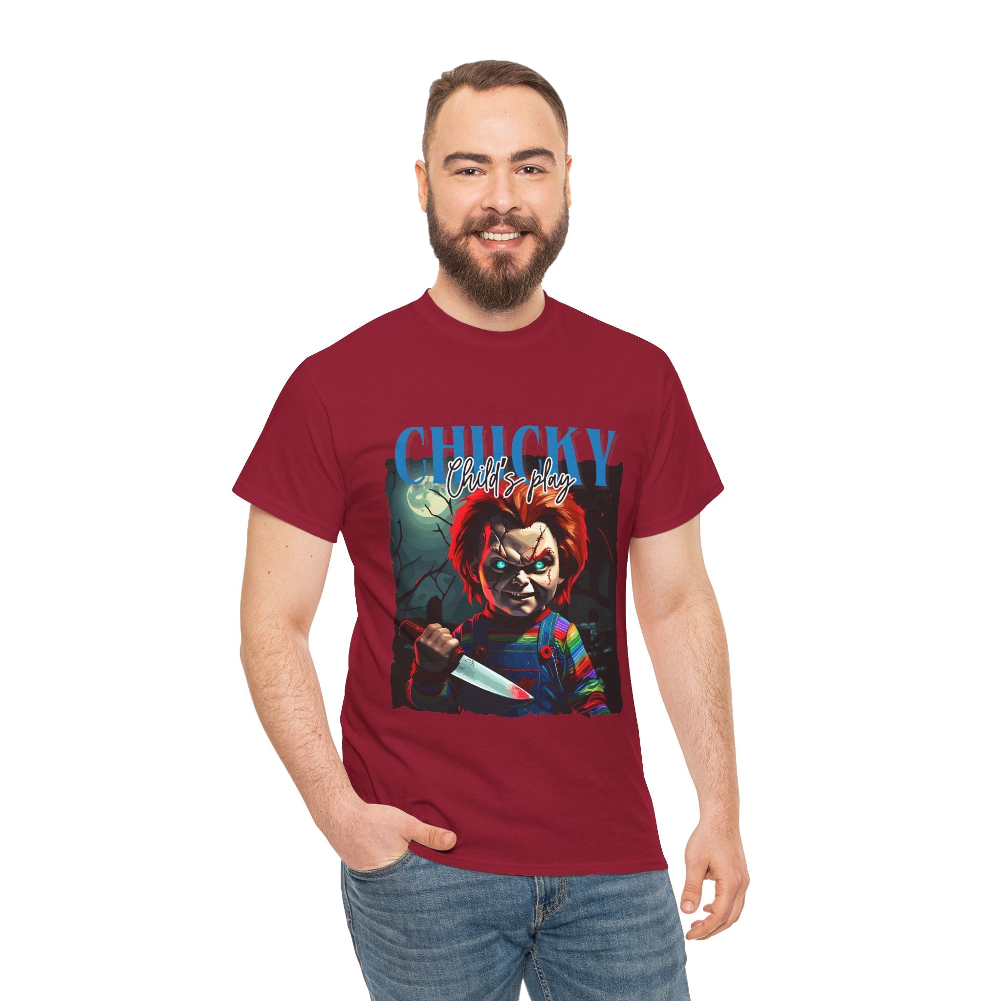 Chucky Horror Graphic Tee, Unisex Cotton Shirt, Halloween Costume, Horror Movie Gift, Spooky T-Shirt, Horror Fan Apparel