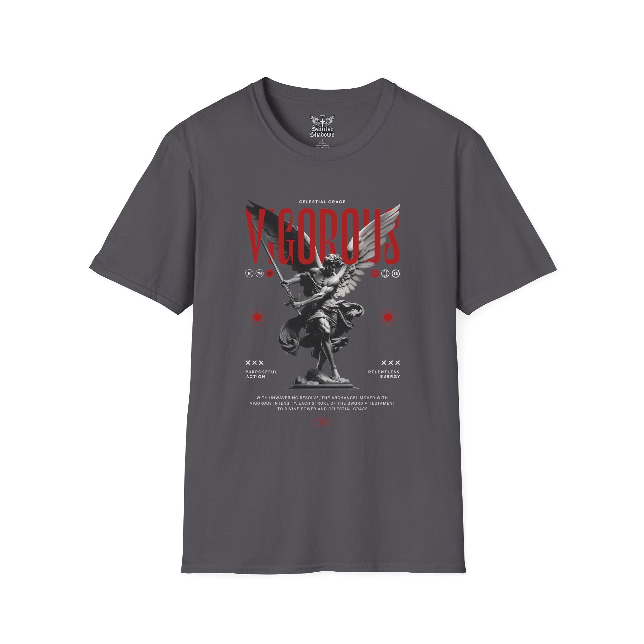 Saints and Shadows - Vigorous, Angelic Artwork Unisex Softstyle T-Shirt, Casual Wear