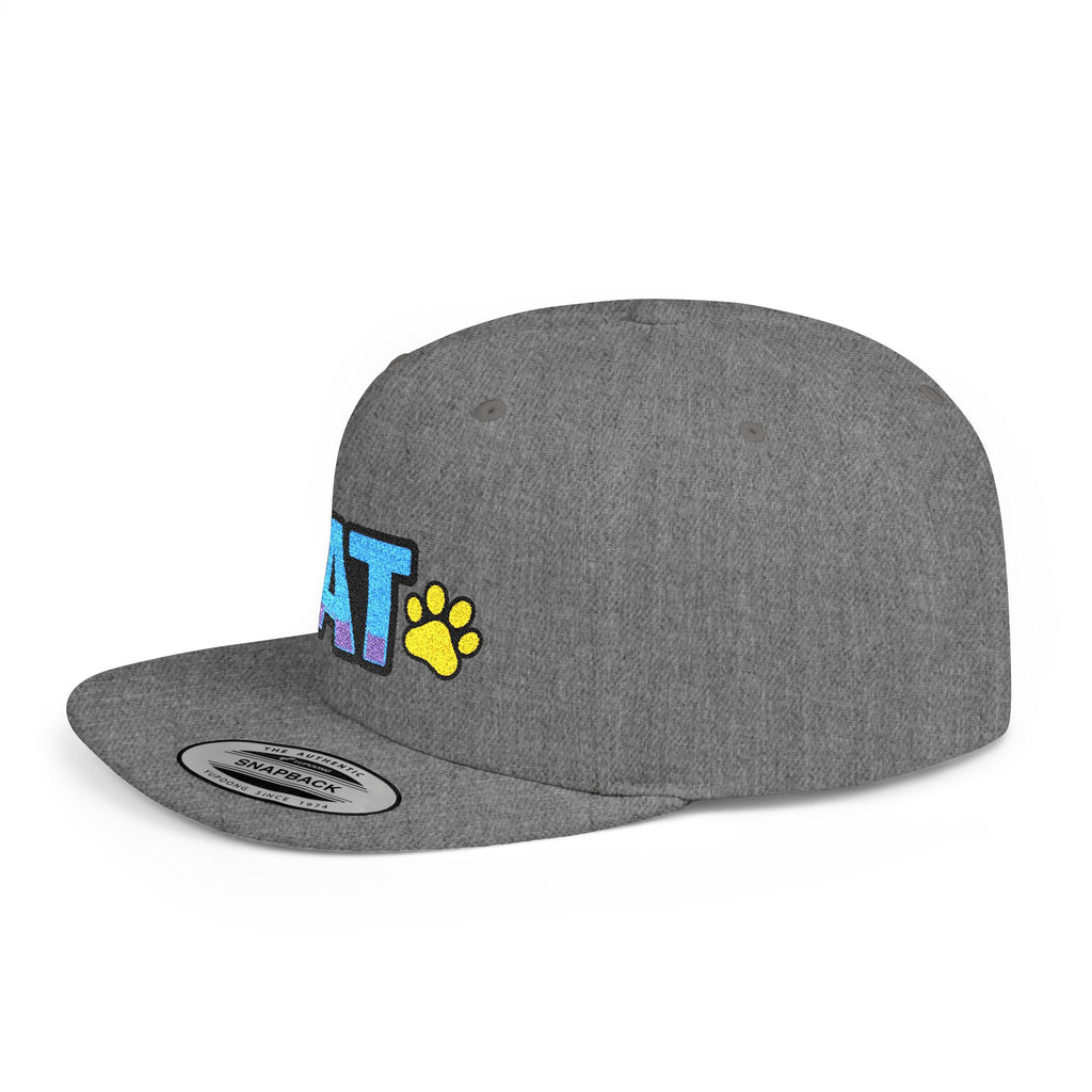 DJ Kat Paws Flat Bill Snapback Hat, Paw Print Cap for Music Lovers and Trendsetters