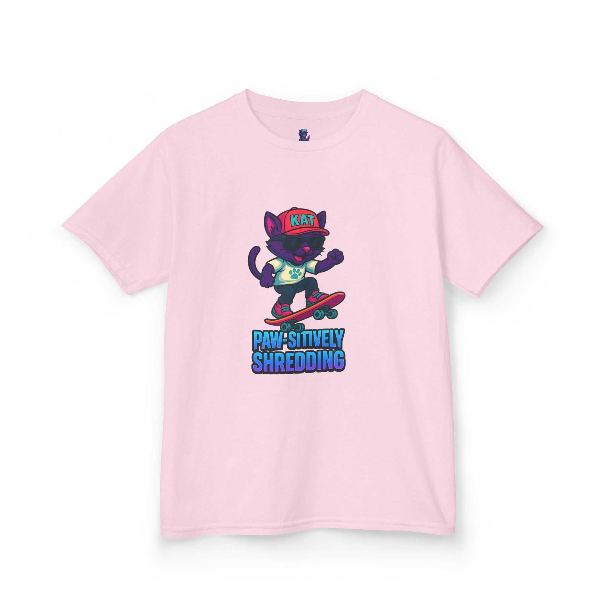 DJ KAT PAWS - Fun Skater Cat Design, Youth Summer T-Shirt, Cool Kids Apparel, Birthday Gift, Trendy Casual Wear