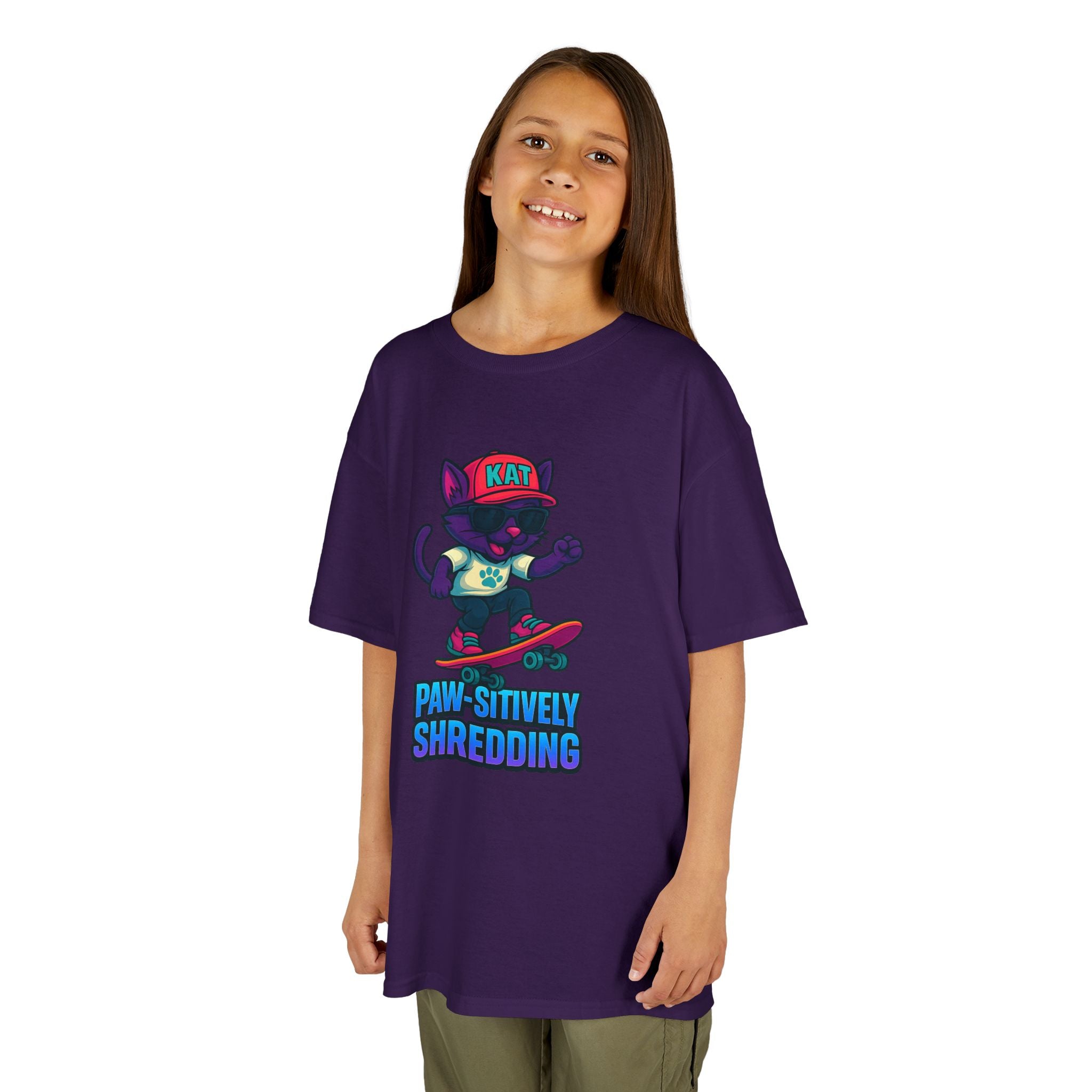 DJ KAT PAWS - Fun Skater Cat Design, Youth Summer T-Shirt, Cool Kids Apparel, Birthday Gift, Trendy Casual Wear