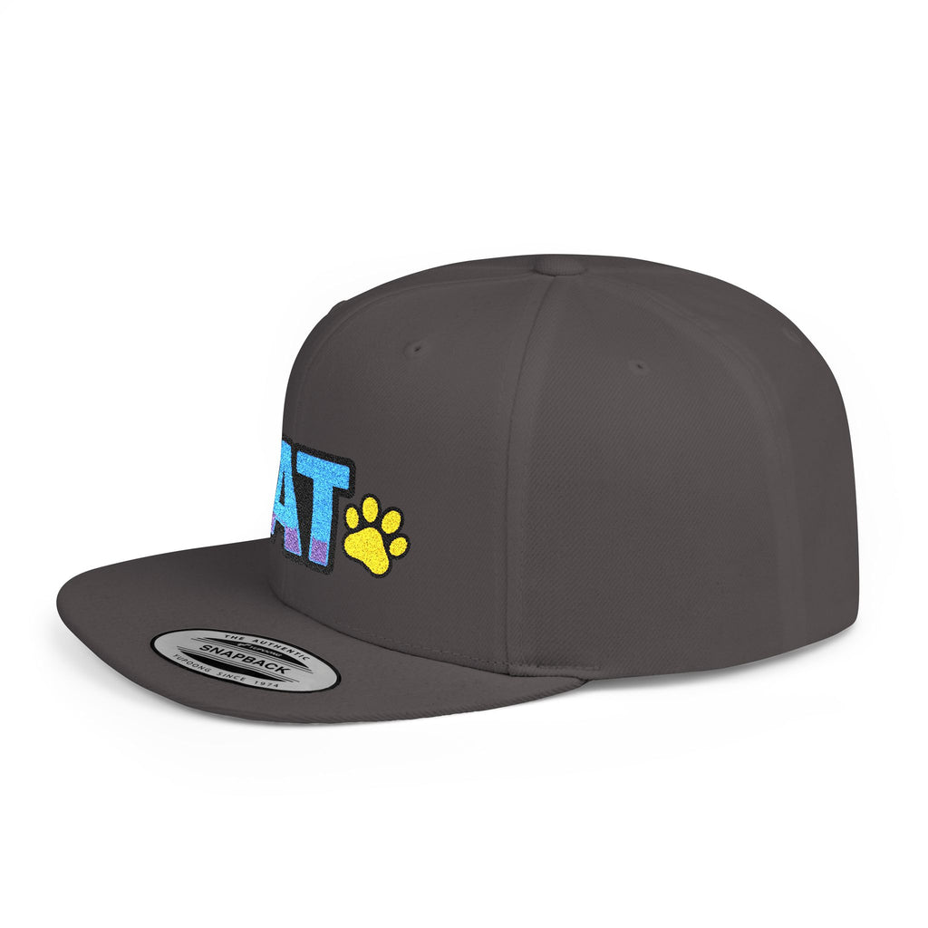 DJ Kat Paws Flat Bill Snapback Hat, Paw Print Cap for Music Lovers and Trendsetters