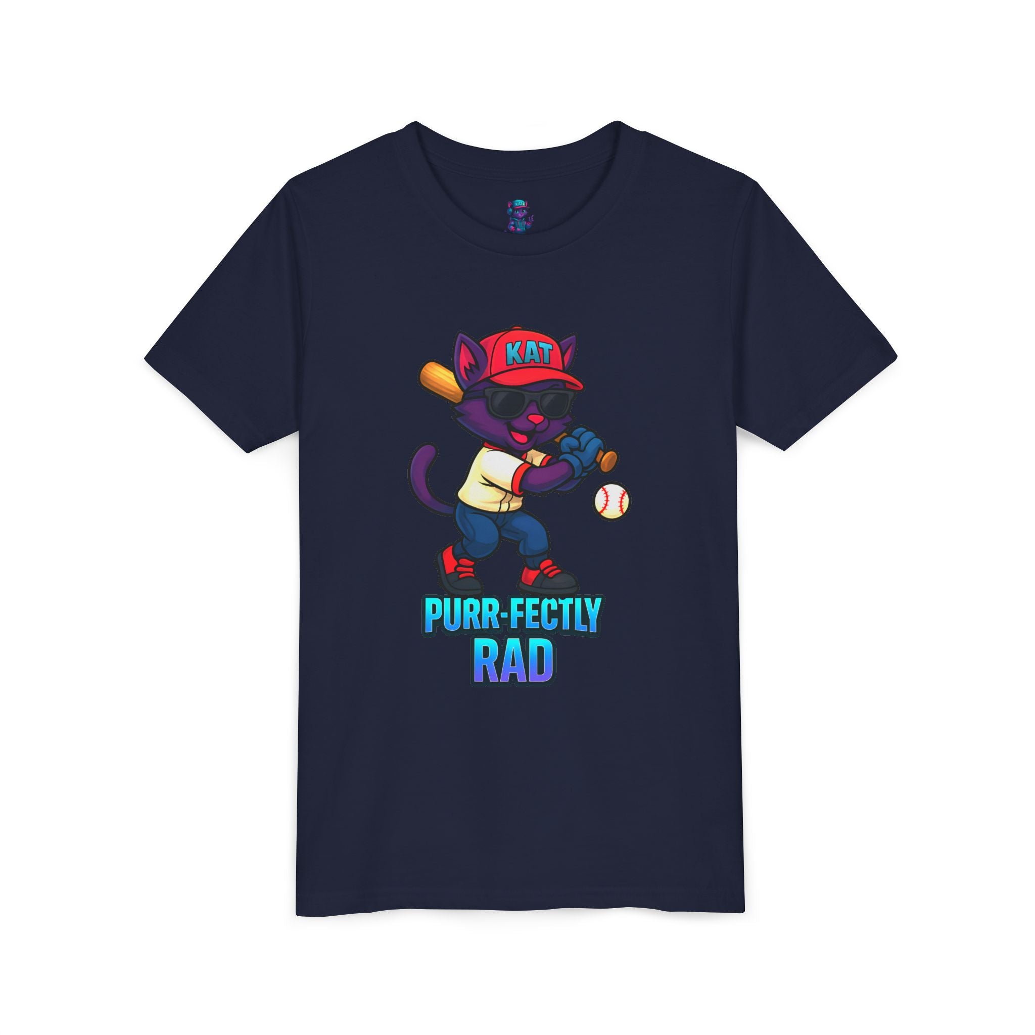 DJ KAT PAWS – Purr-fectly Rad Baseball Youth Tee | Fun Kids Graphic Shirt, Cool Cat Design, Perfect for Birthdays, Playdates & Sports Events