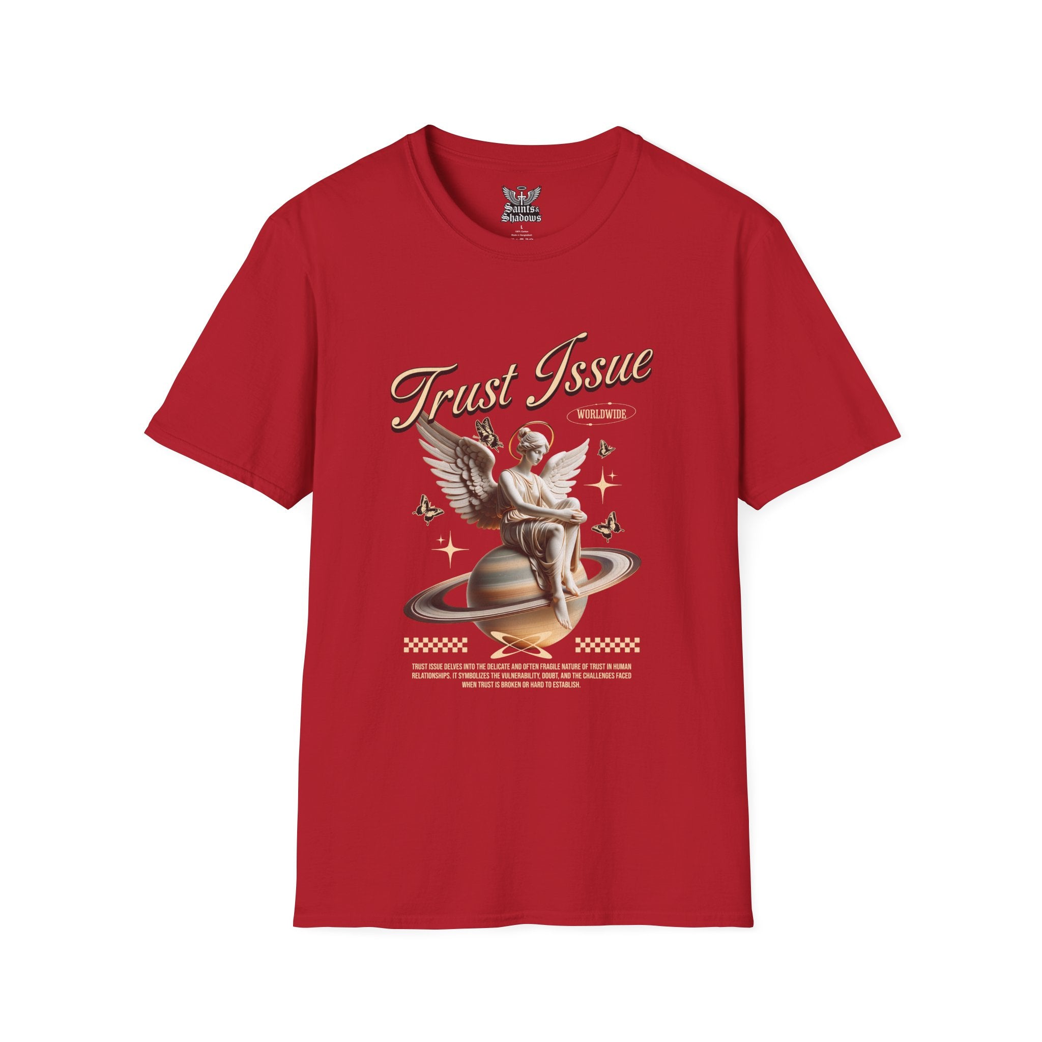 Saints and Shadows - Trust Issue, Angelic Artwork Unisex Softstyle T-Shirt, Casual Wear