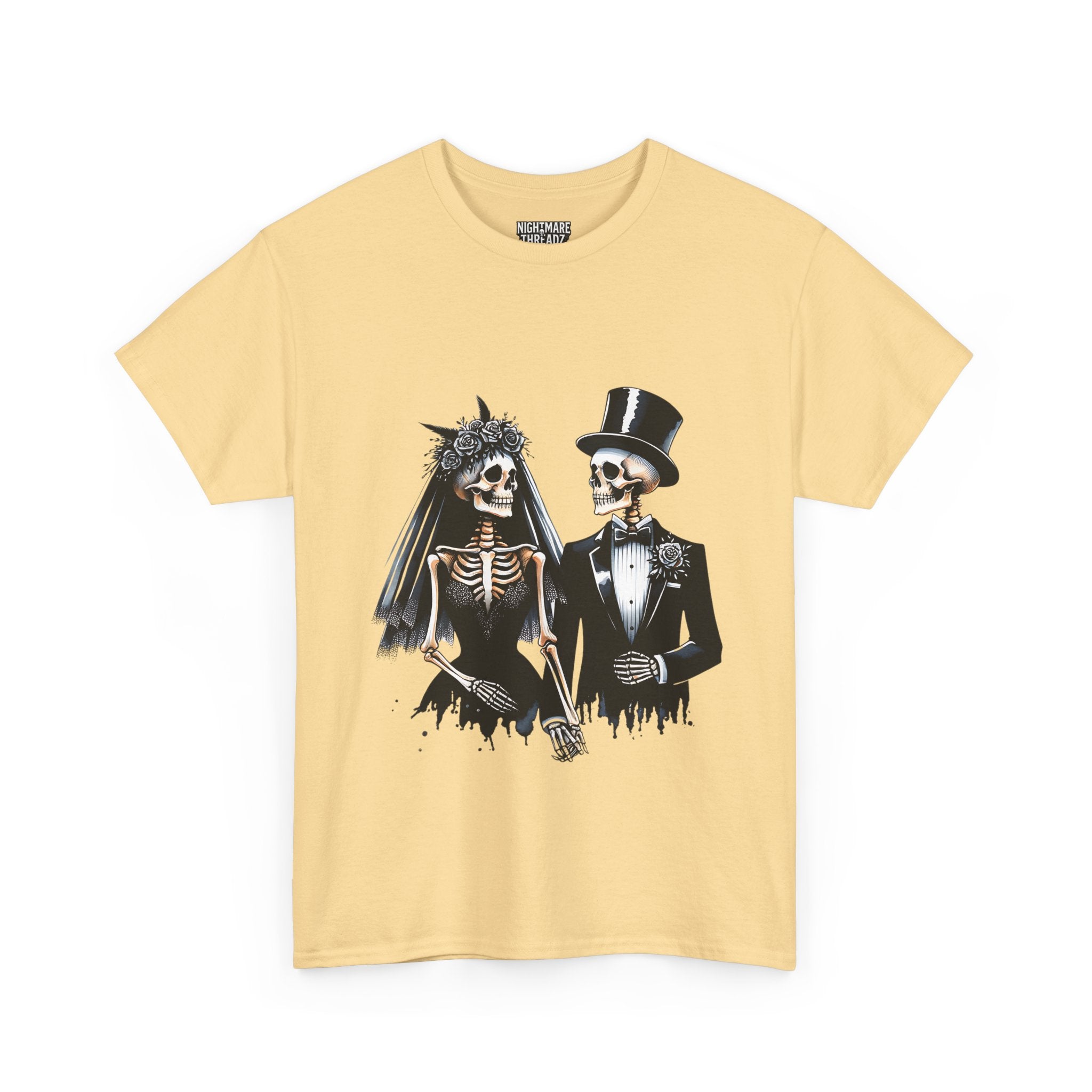 Skeleton Bride and Groom Wedding Tee - Horror Graphic Tee, Unisex Cotton Shirt, Halloween Costume, Horror Movie Gift, Spooky T-Shirt, Horror Fan Apparel