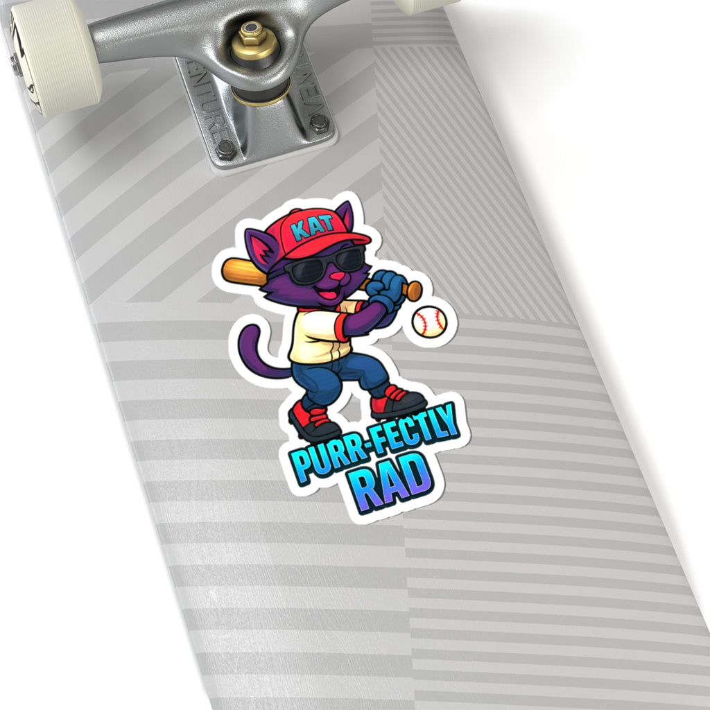 DJ KAT PAWS – Purr-fectly Rad | Cat-Themed Kiss-Cut Stickers, Laptop Decals for Cat Lovers, Fun Gift for Baseball Fans & Wall Decor